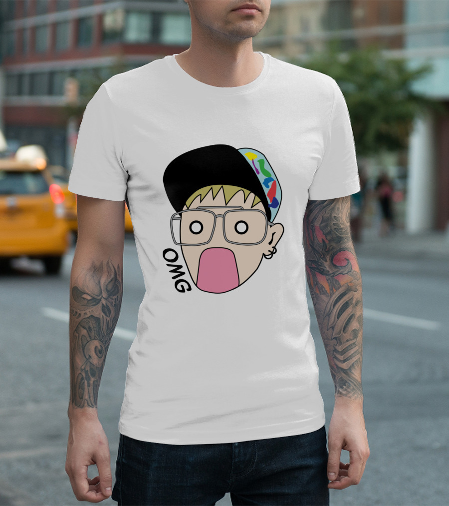 OMG Memote Face with Colorful Cap T-Shirt