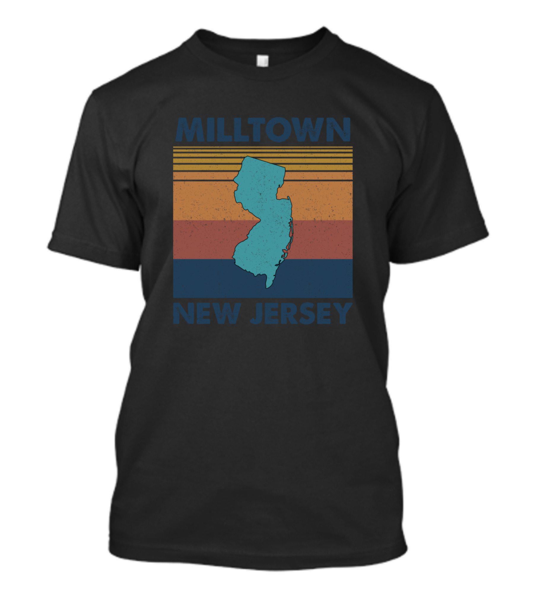 Milltown New Jersey Vintage State Silhouette Retro Stripes T-Shirt