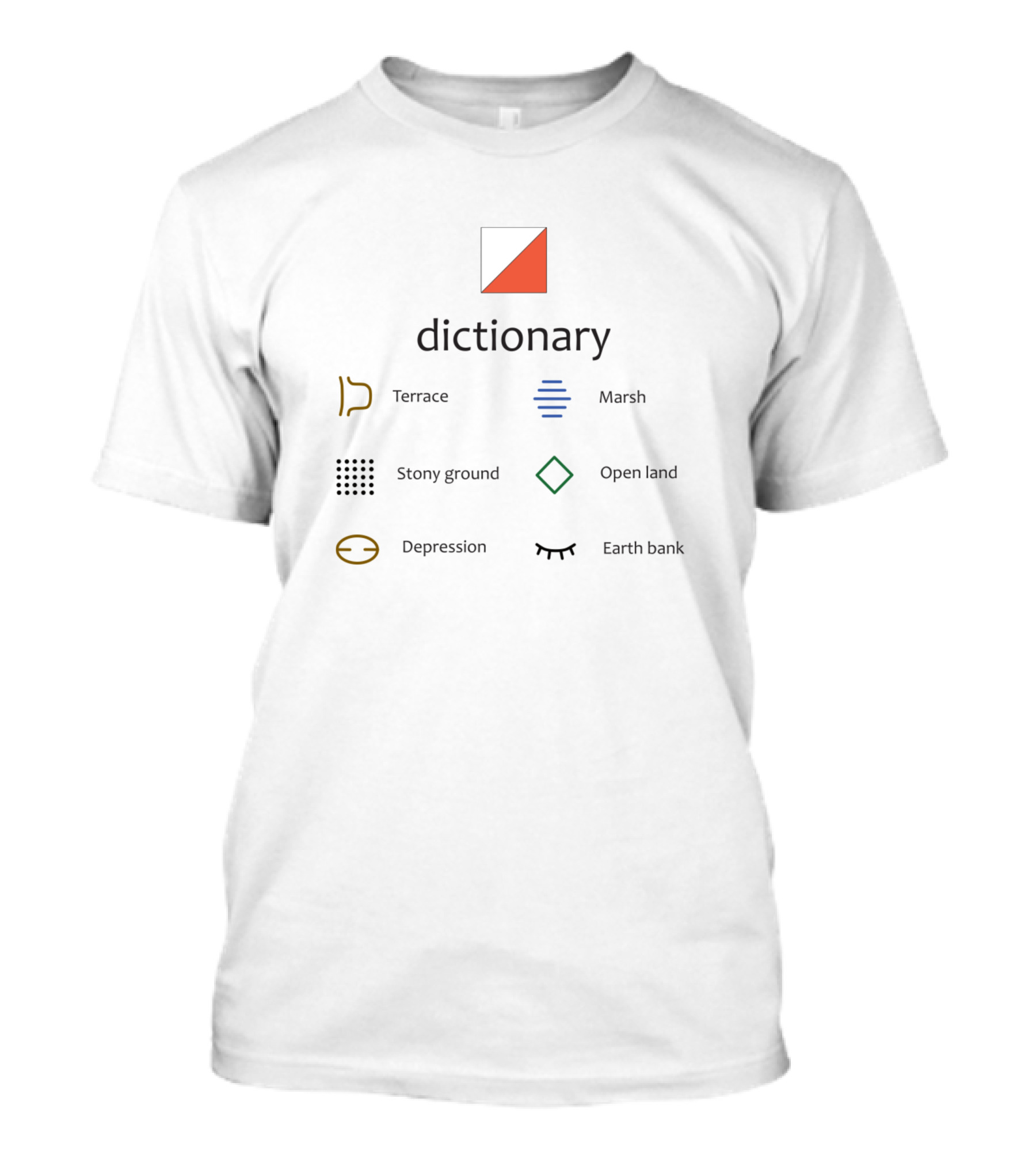 Orienteering Dictionary Compass Features Symbols Navigation Guide T-Shirt
