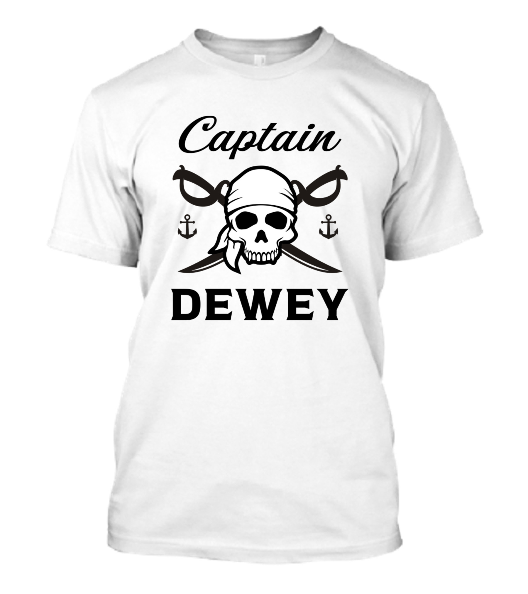 Captain Dewey Skull And Crossed Swords Emblem T-Shirt
