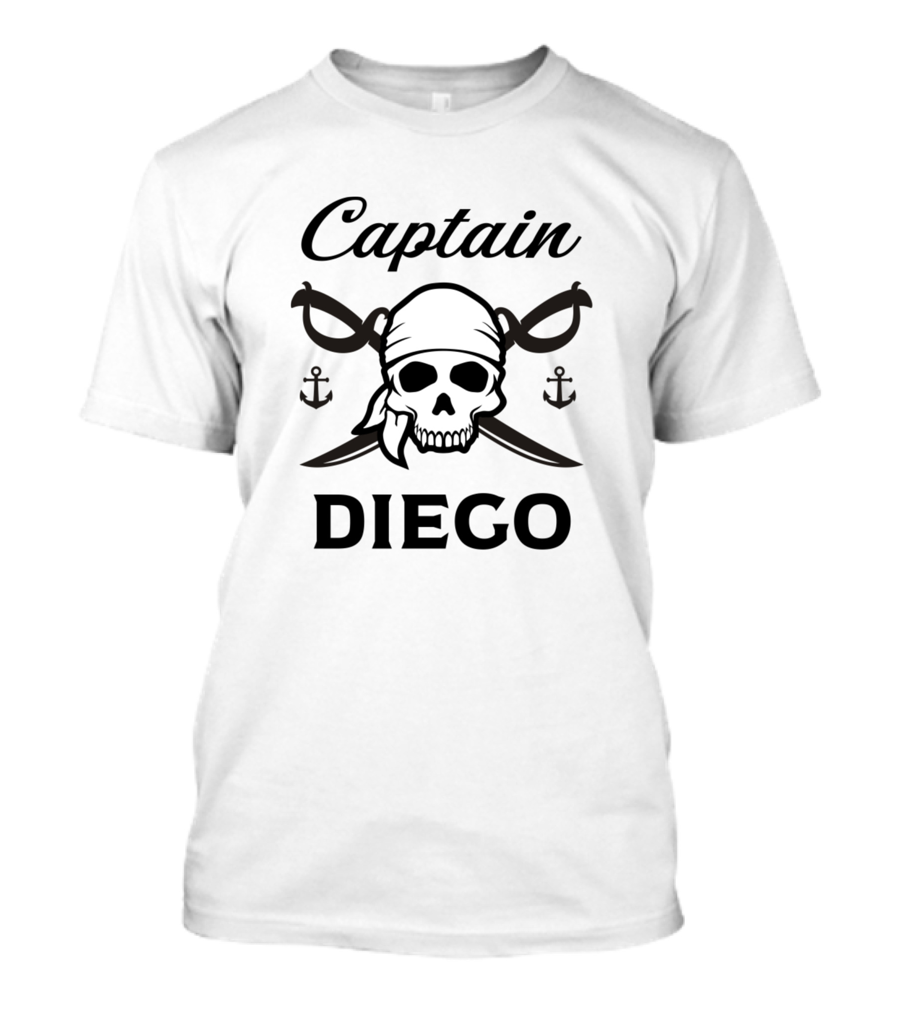 Captain Diego Skull And Crossbones Personalized Name T-Shirt