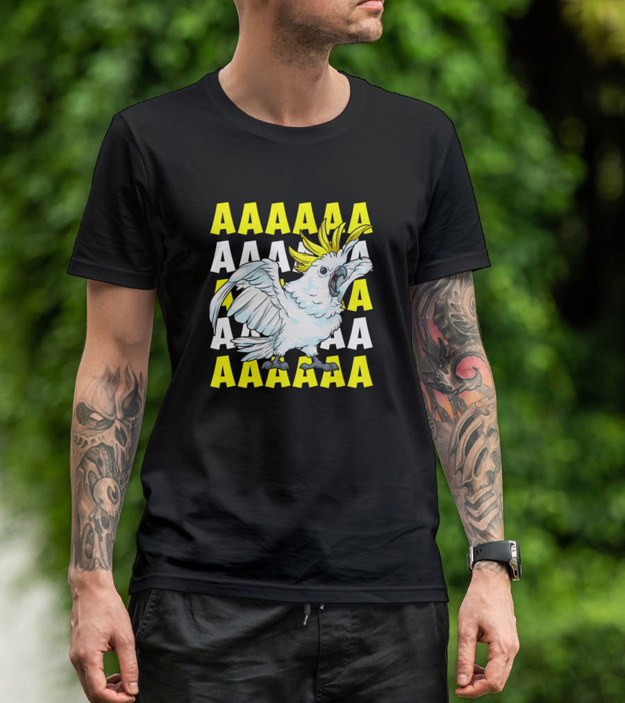 AAAAA Screaming Cockatoo Umbrella Bird Meme Funny Parrot T-Shirt