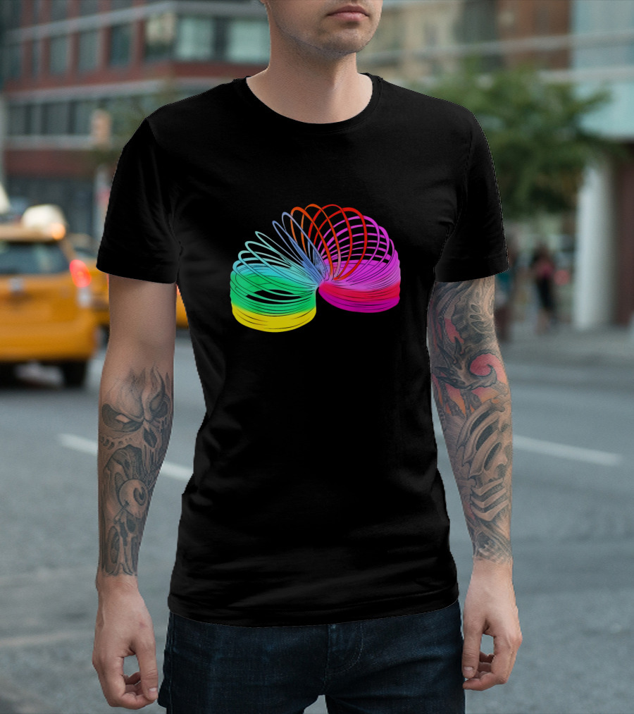 Slinky 90s Toy Neon Rainbow Fashion Costume Attire T-Shirt