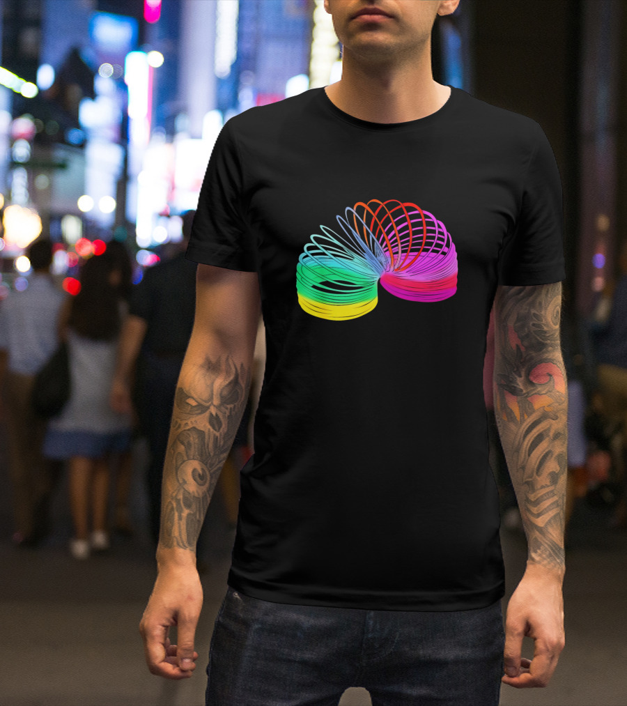 Slinky 90s Toy Neon Rainbow Fashion Costume Attire T-Shirt