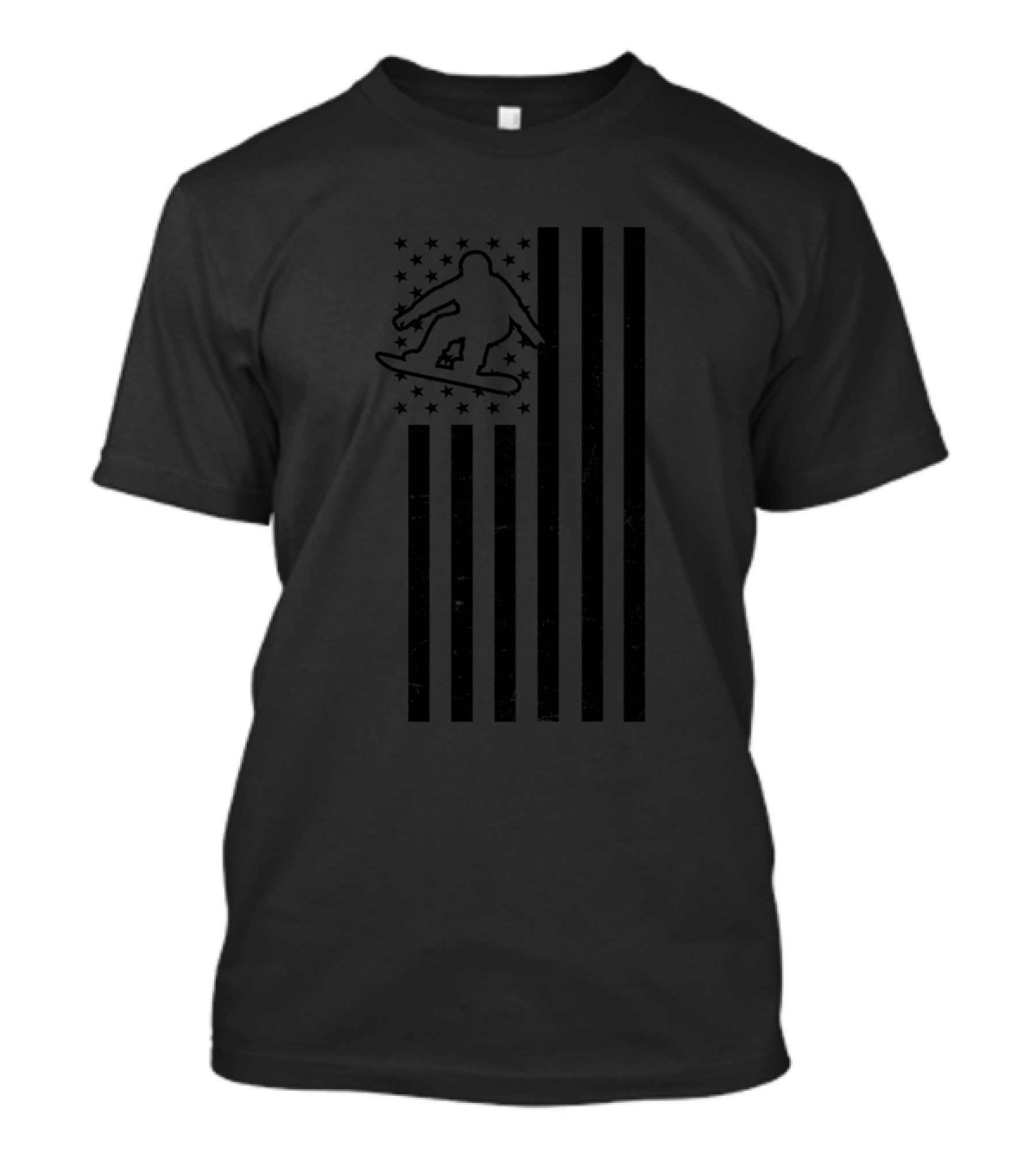 Snowboarding Silhouette Stars And Stripes American Flag T-Shirt
