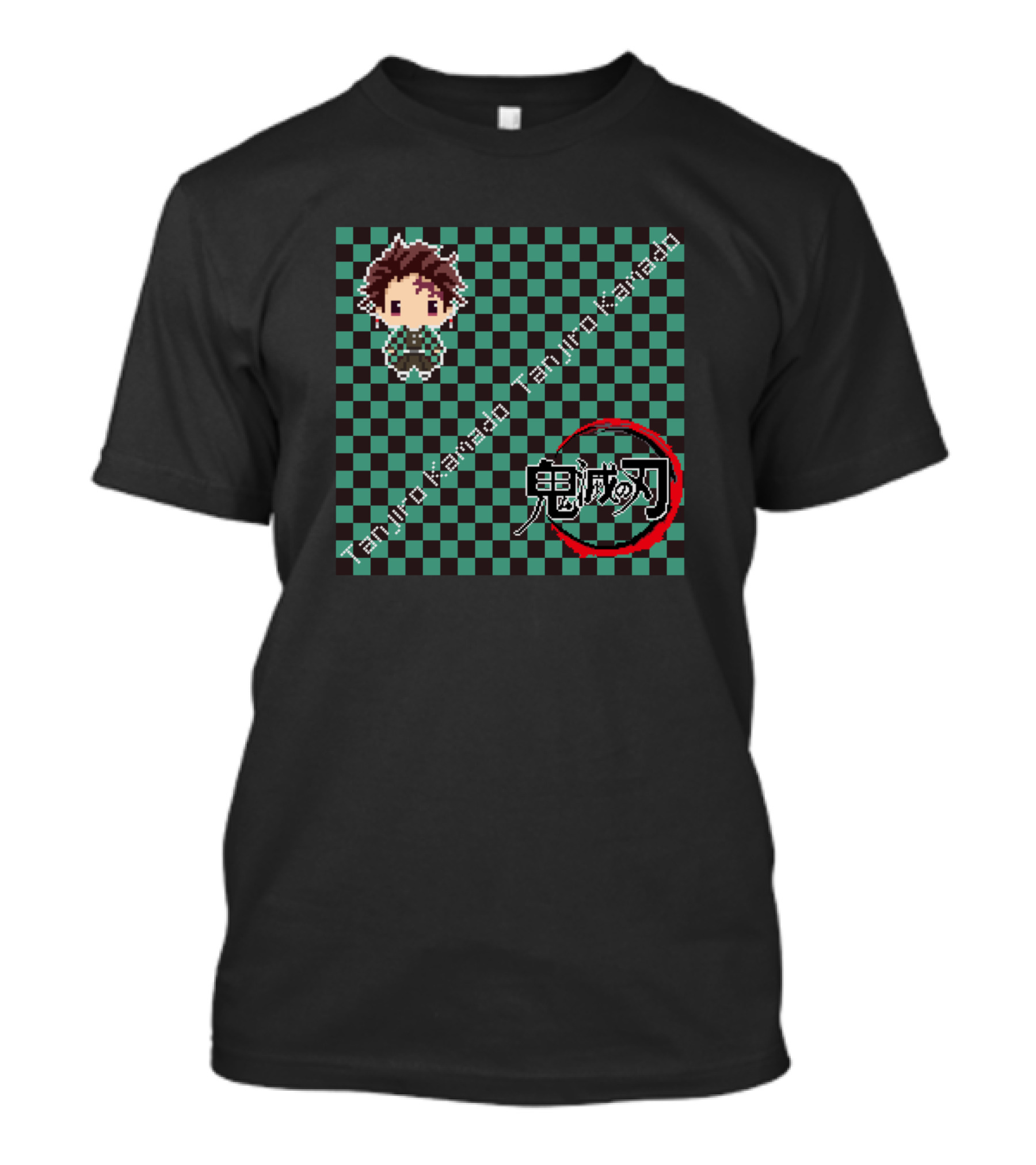 Tanjirokamado Kimetsu No Yaiba Demon Slayer Pixel Checkered T-Shirt