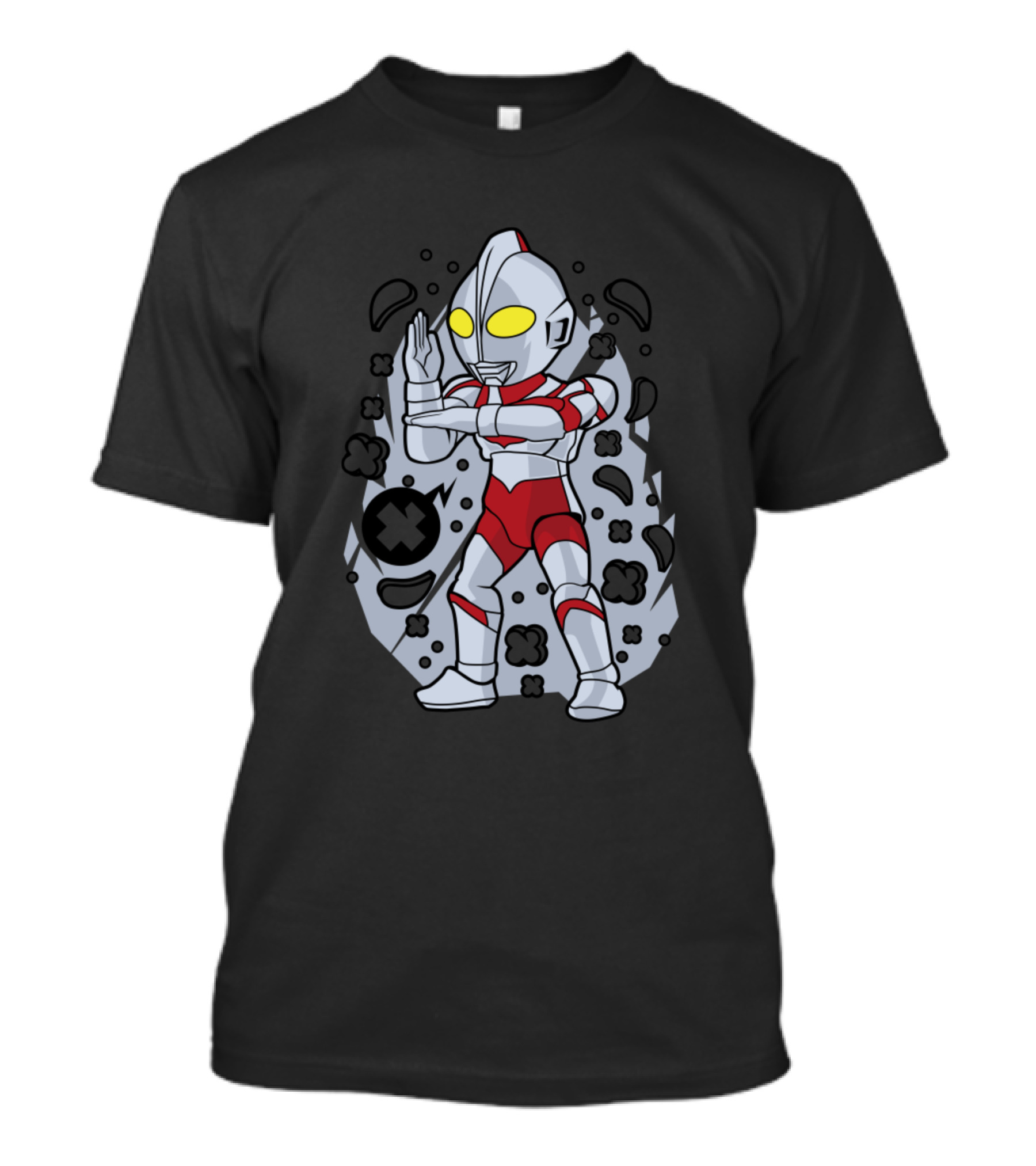 Ultraman Character With Black And Gray Abstract Background T-Shirt