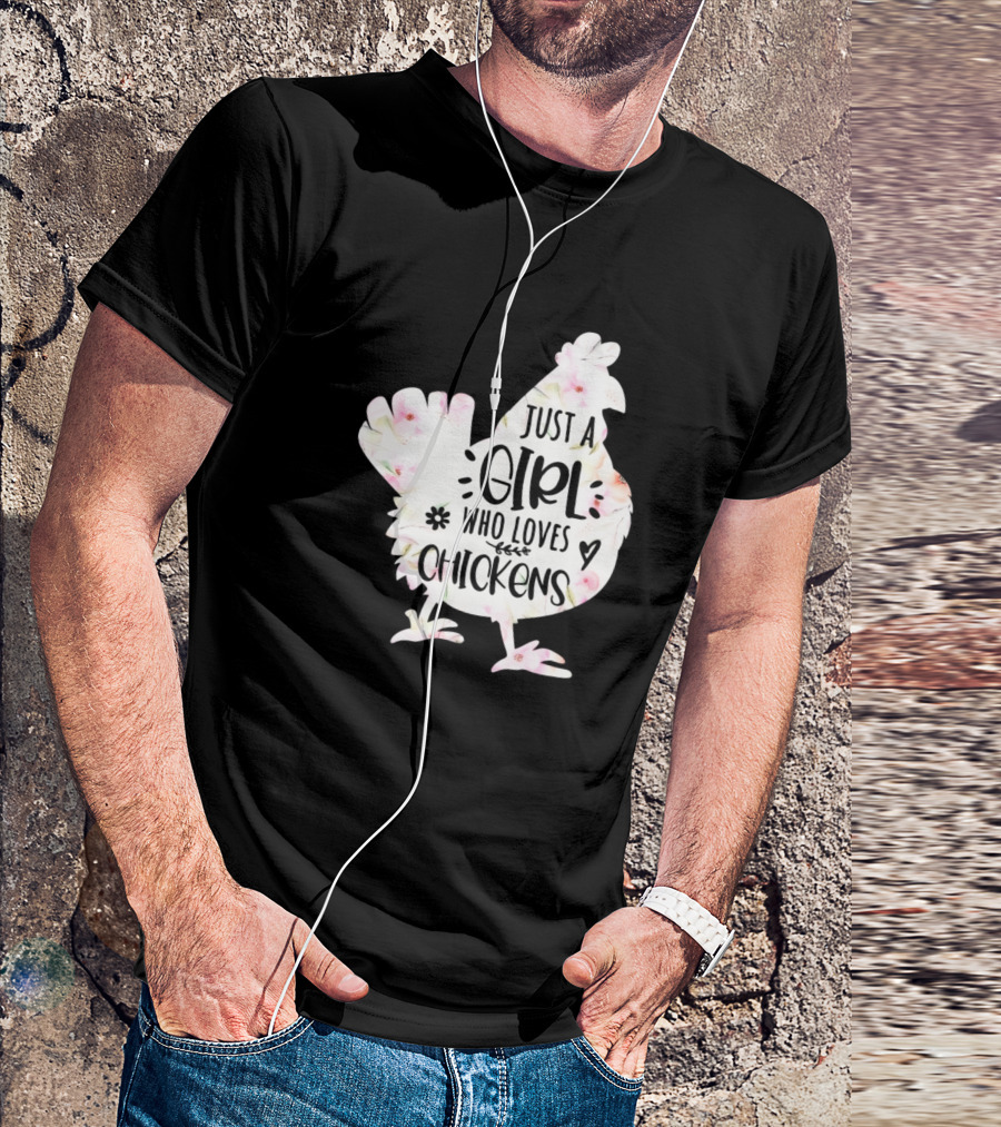 Vintage Just A Girl Who Loves Chickens Poultry Love Floral T-Shirt