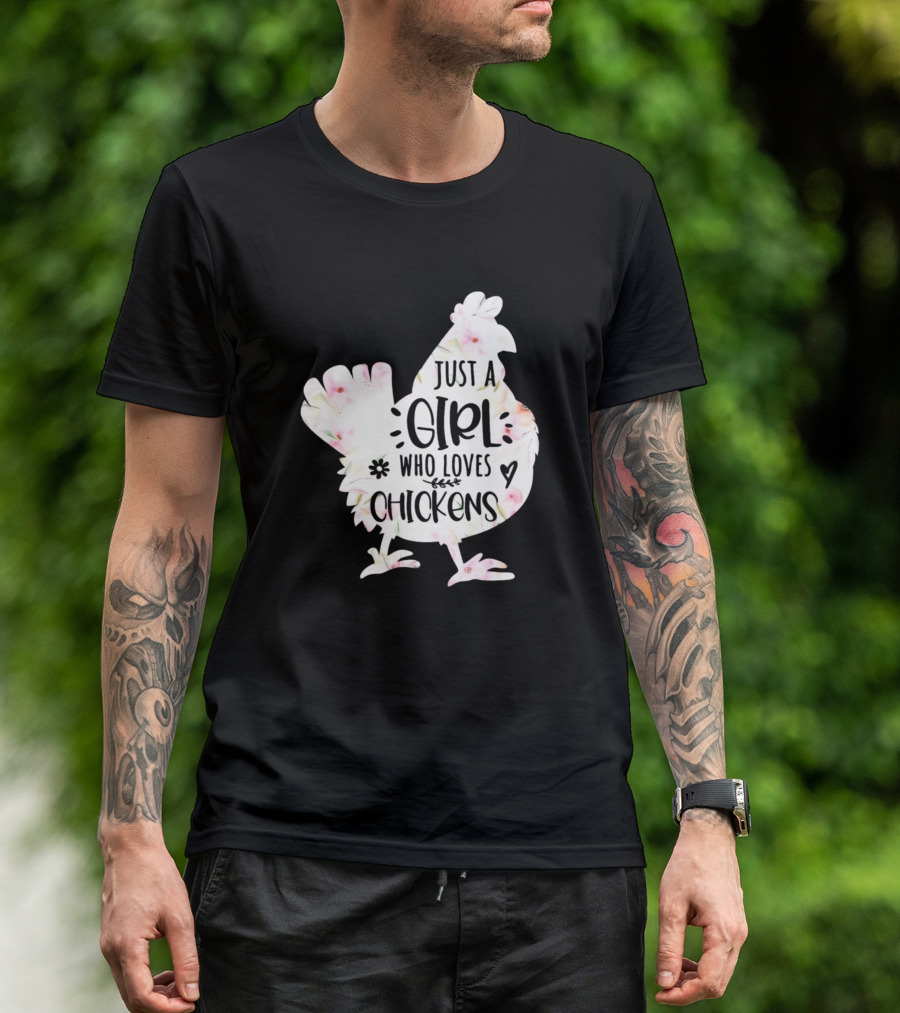 Vintage Just A Girl Who Loves Chickens Poultry Love Floral T-Shirt