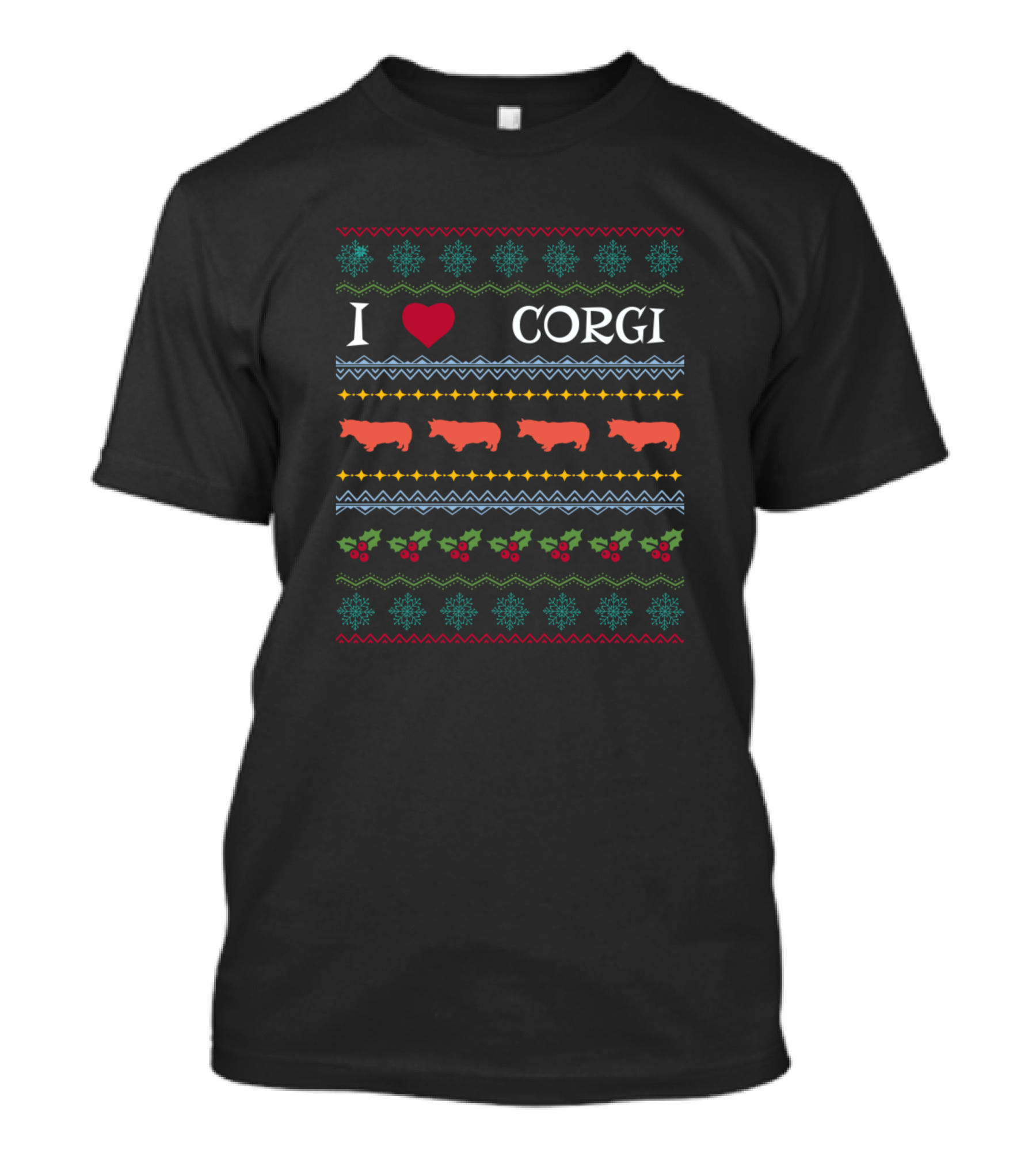 I Love Corgi Xmas UglyDogs Lover T-Shirt