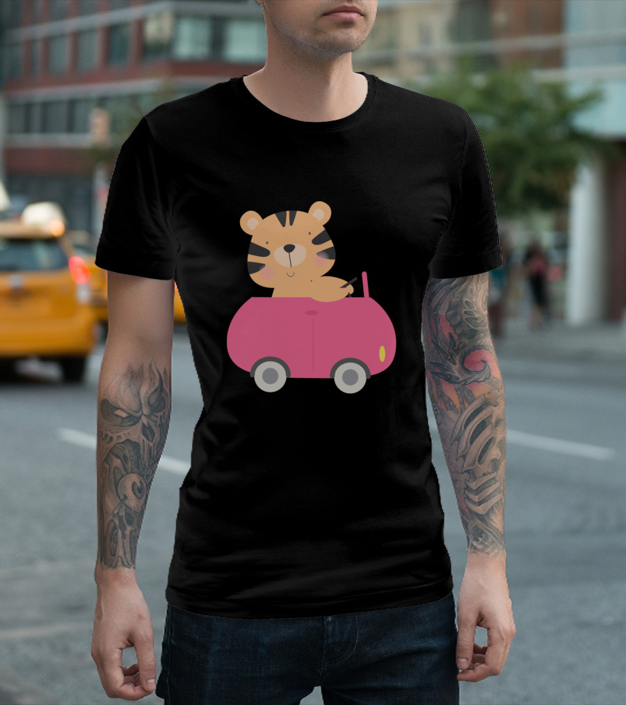 Amazing Animal Camp Tiger in Pink Car T-Shirt