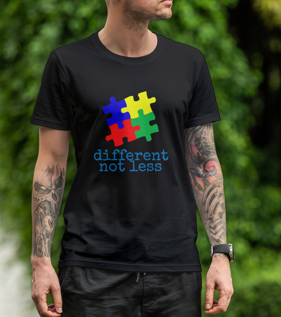 Different Not Less Autism Puzzle Pieces T-Shirt