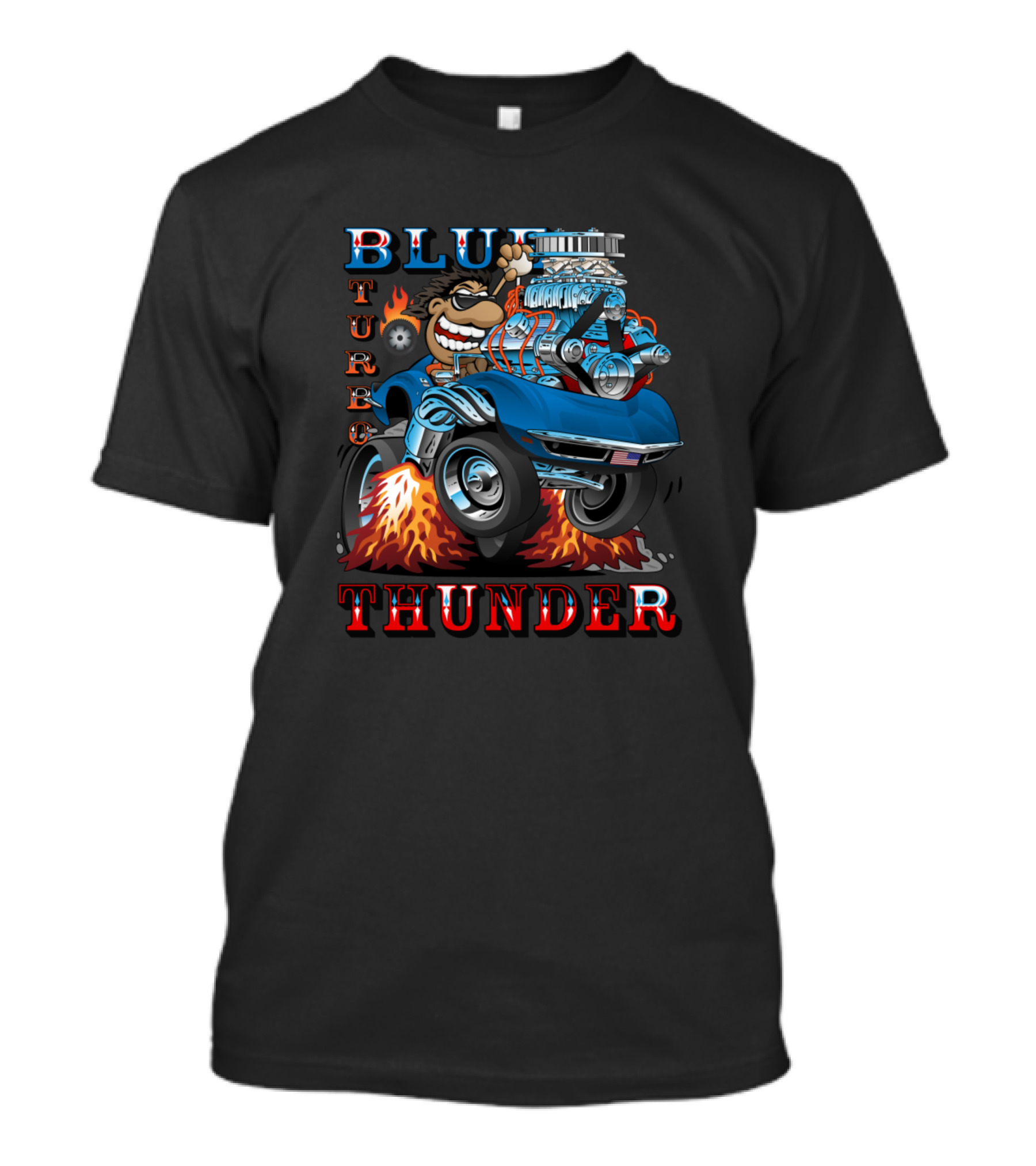 BLUE TURBO THUNDER RACE CAR T-Shirt