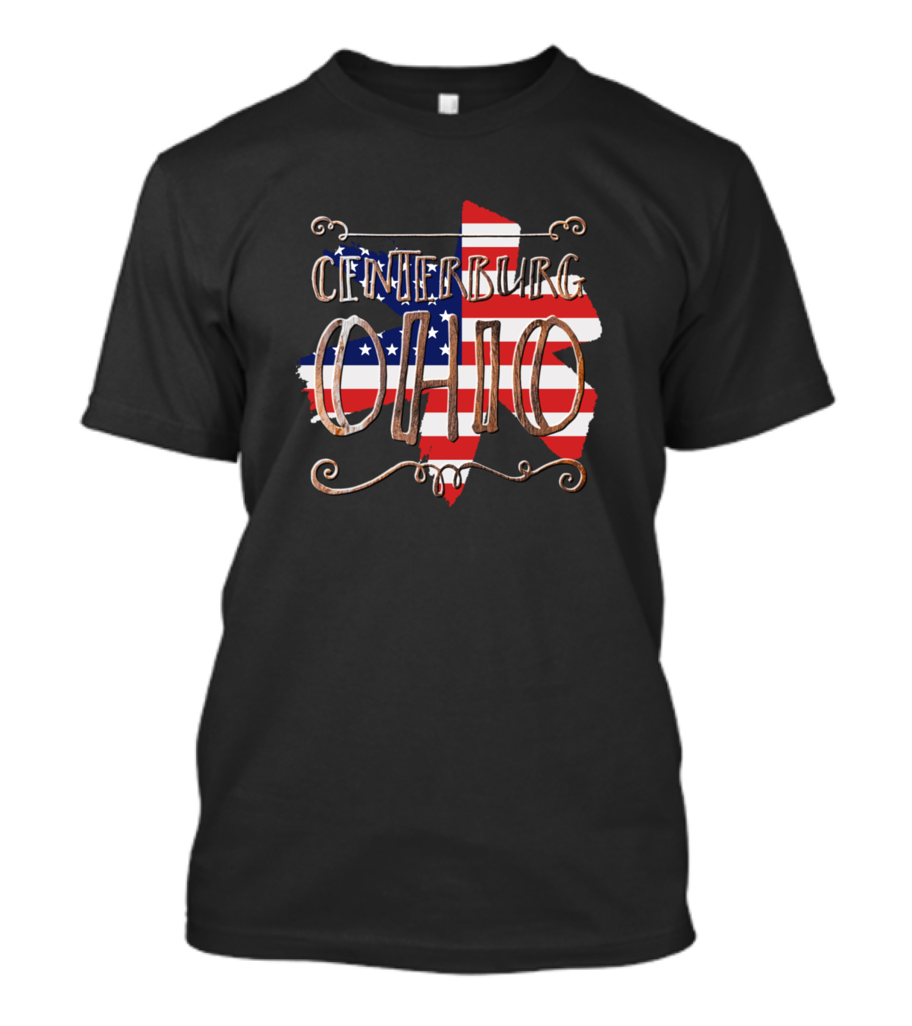 Centerburg Ohio American Flag Map T-Shirt