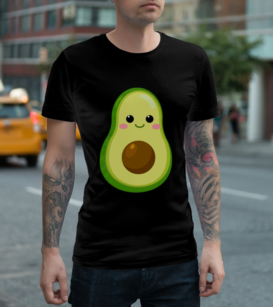 Adorable Smiling Avocado Slice Kawaii T-Shirt