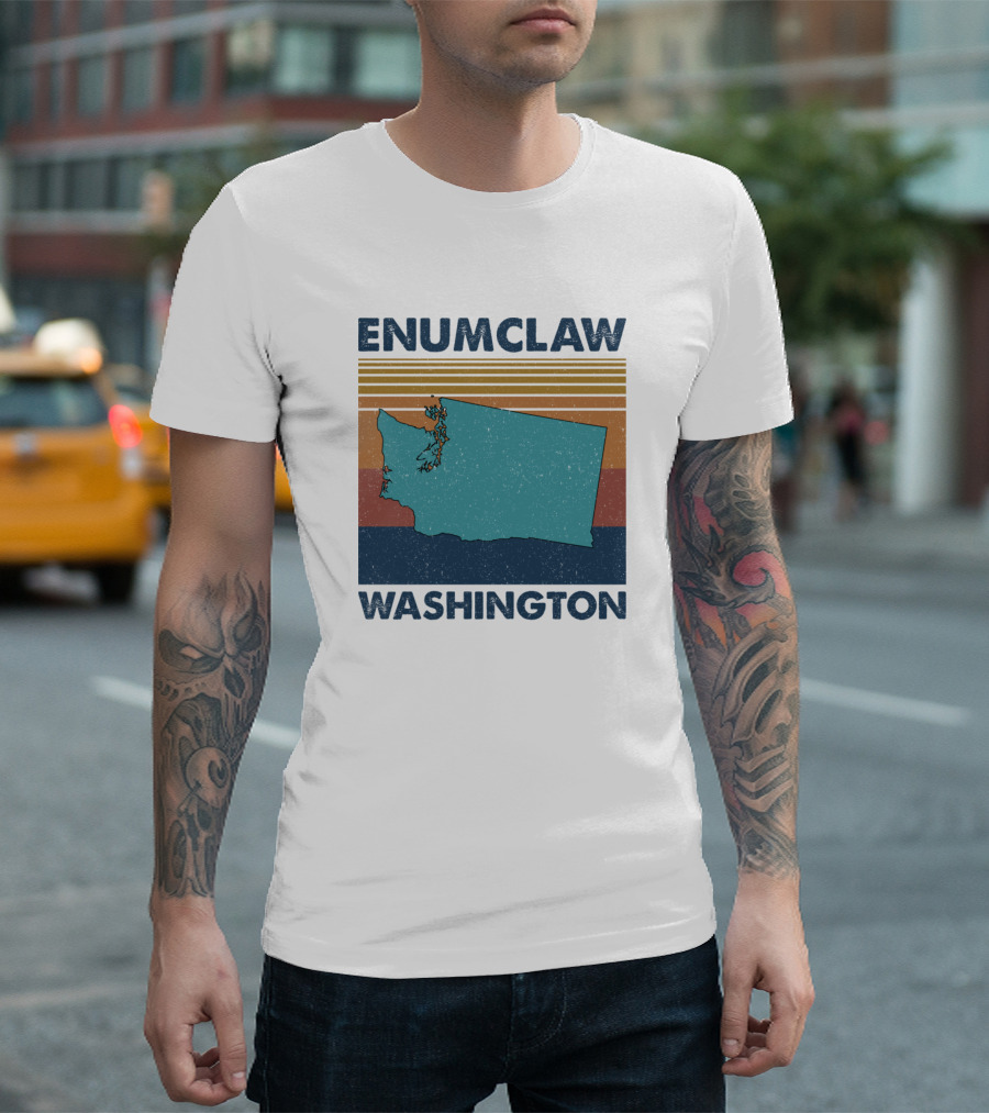 Enumclaw Washington Retro Map with Stripes T-Shirt