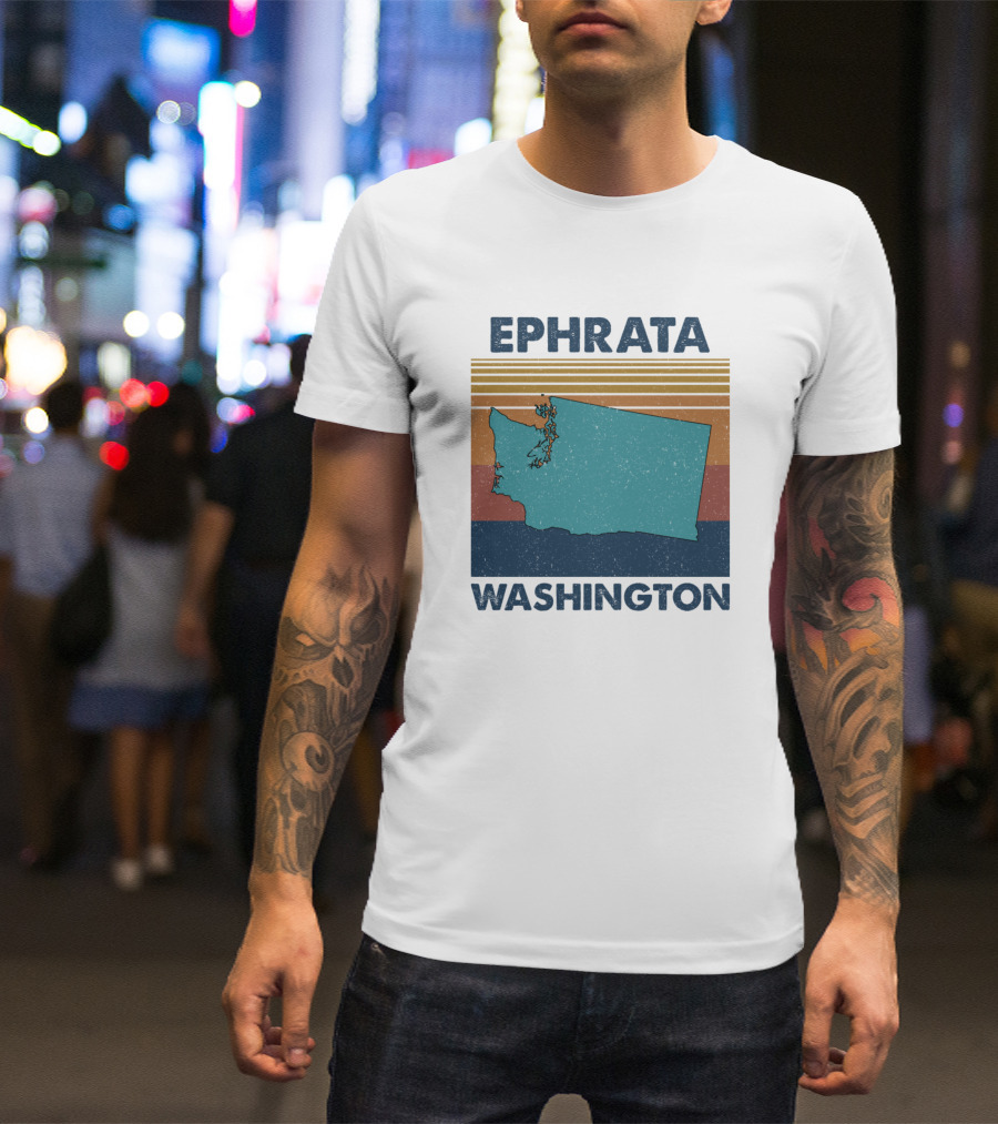 Ephrata Washington Vintage Stripes Map T-Shirt
