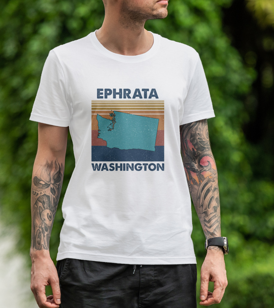 Ephrata Washington Vintage Stripes Map T-Shirt