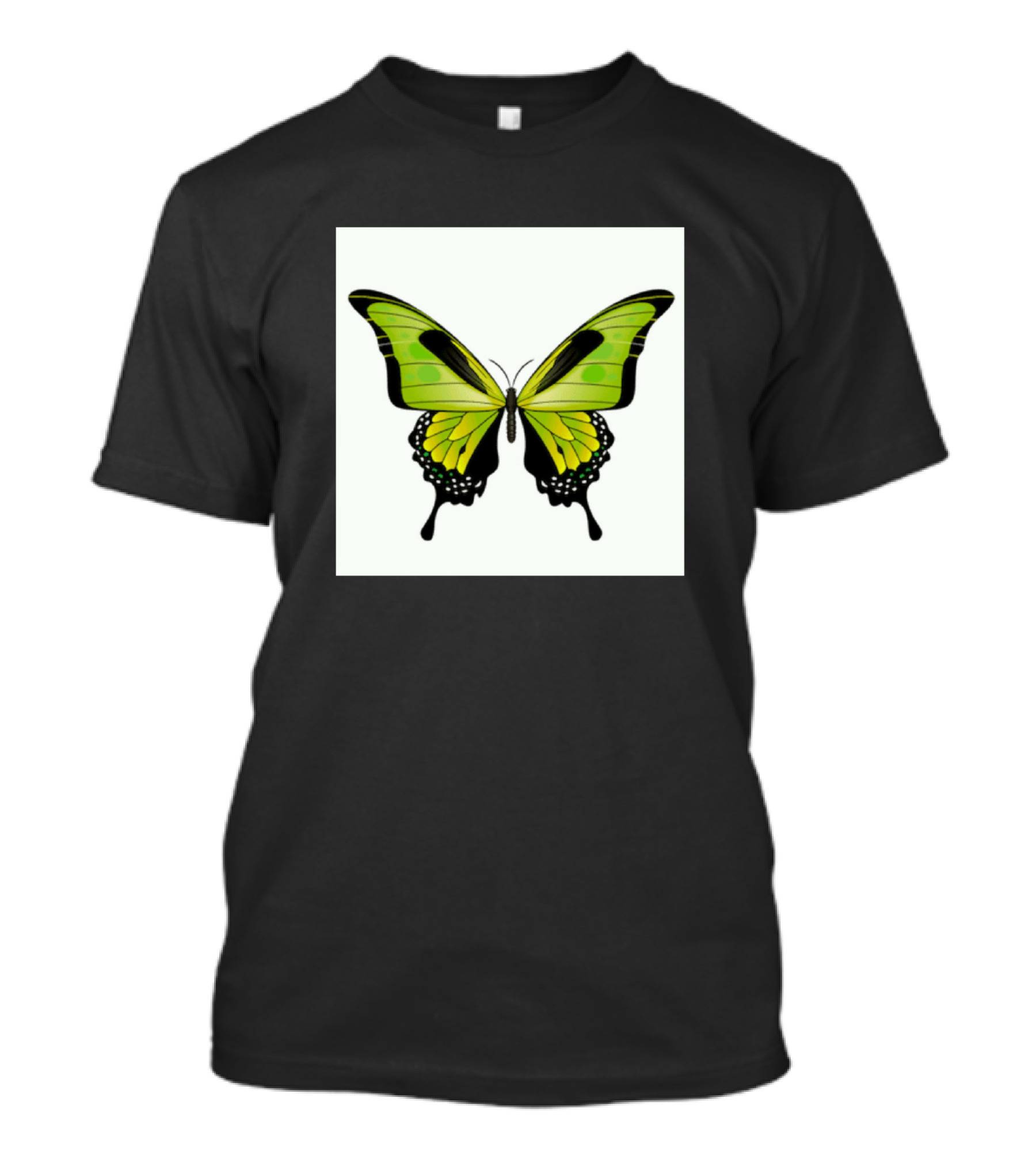 Green Lime Black Aqua White Butterfly Wings T-Shirt