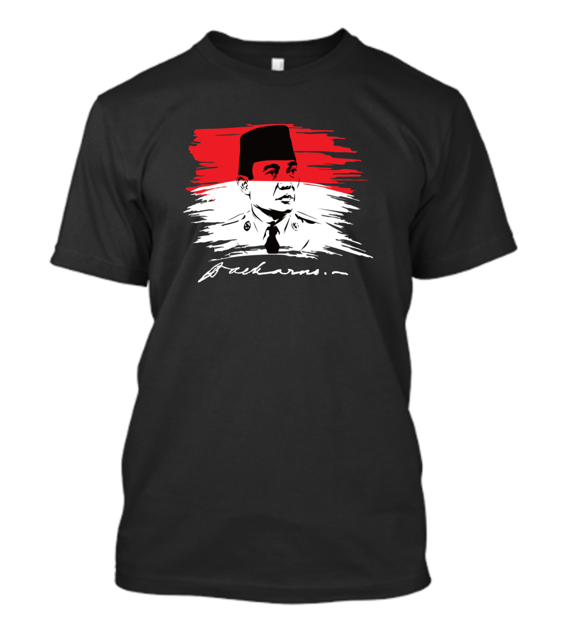 Ir Soekarno Signature Red White Brushstroke T-Shirt