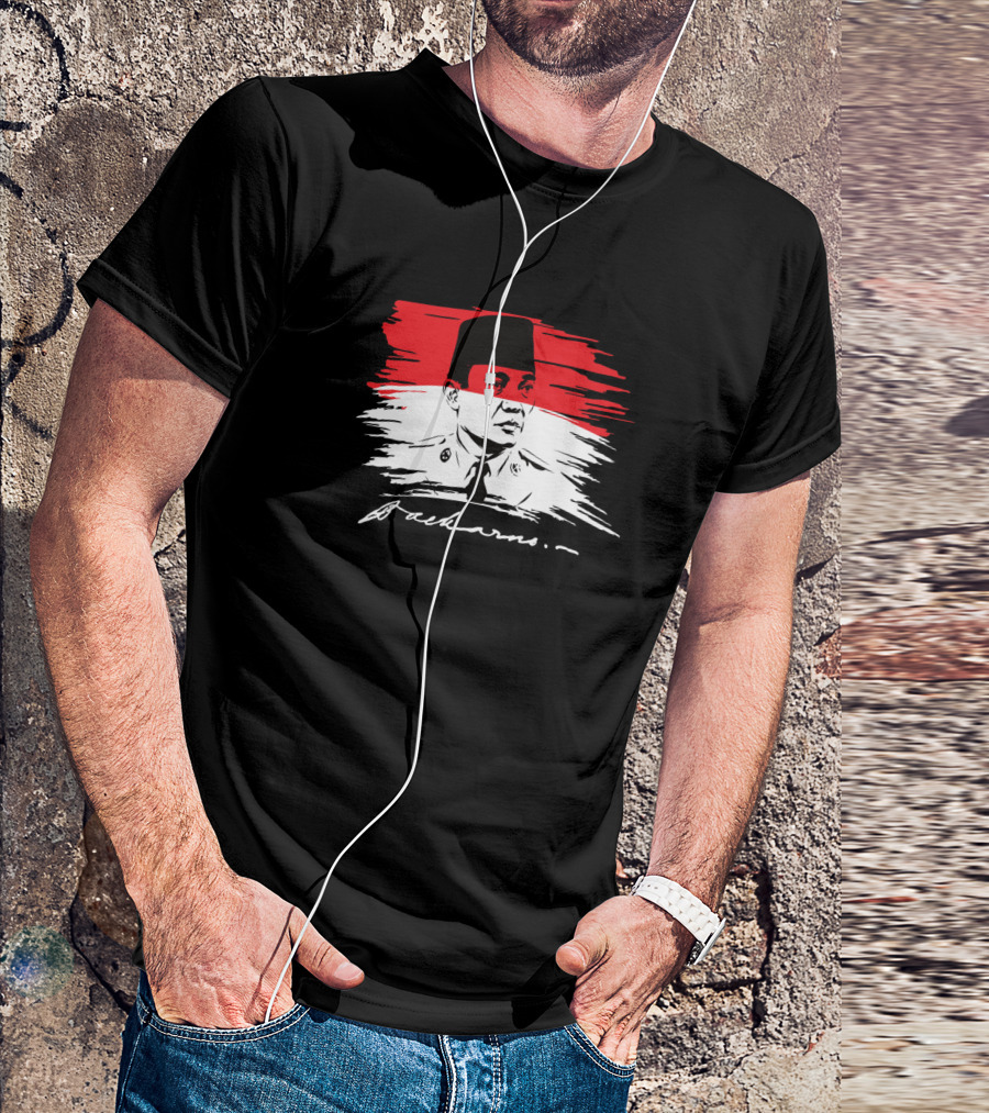 Ir Soekarno Signature Red White Brushstroke T-Shirt
