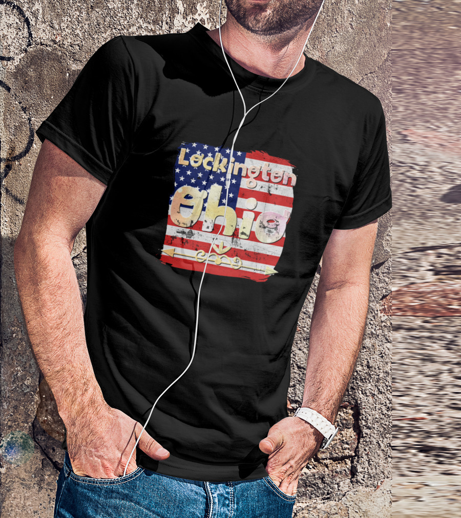 Lockington Ohio American Flag Rustic T-Shirt