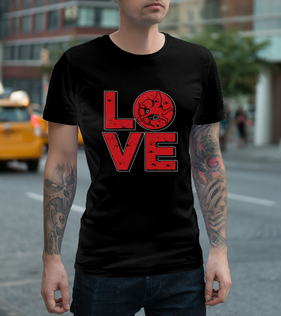 LOVE You So Much Cupid Red Typography T-Shirt