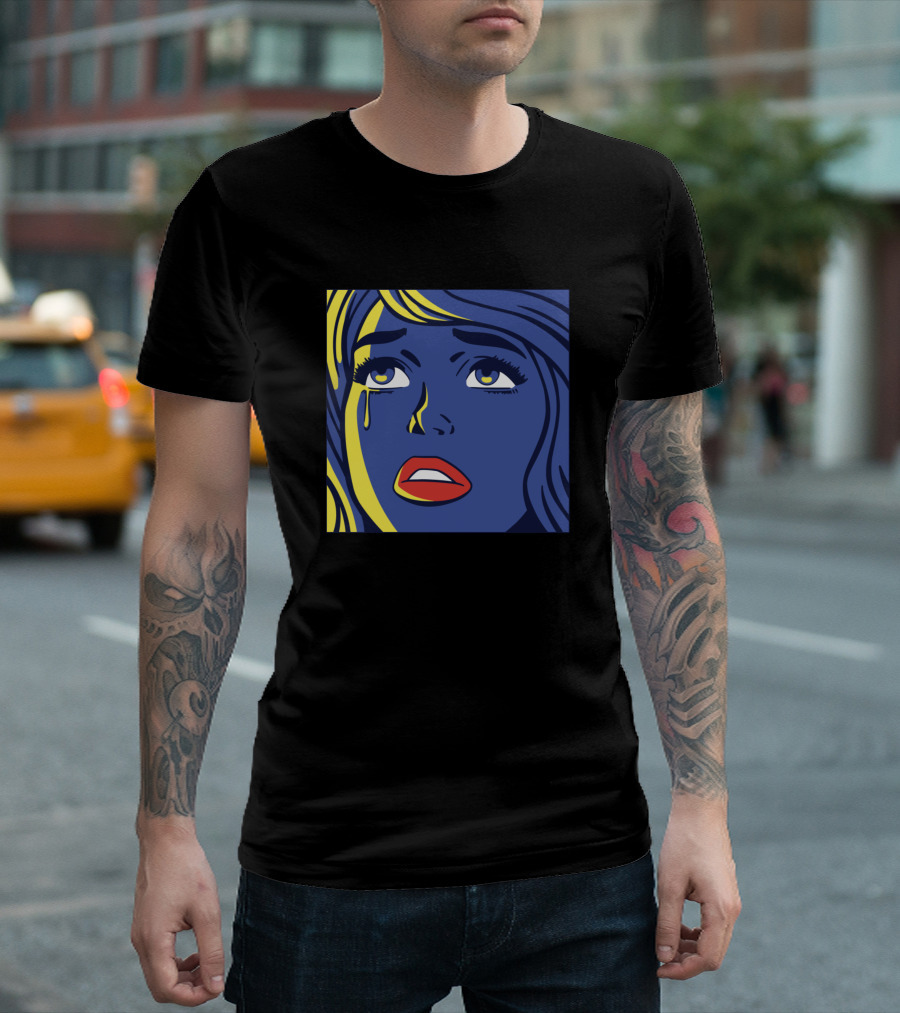 Pop Art Blue Face Expression T-Shirt