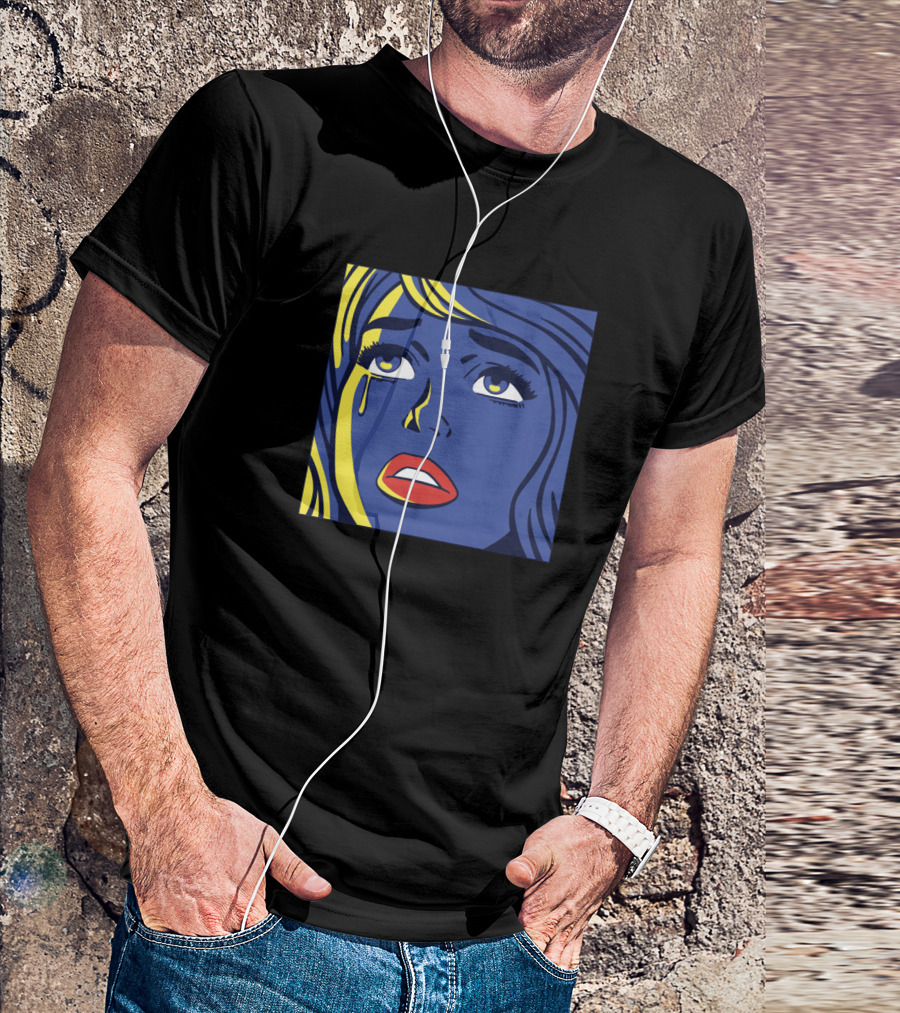 Pop Art Blue Face Expression T-Shirt