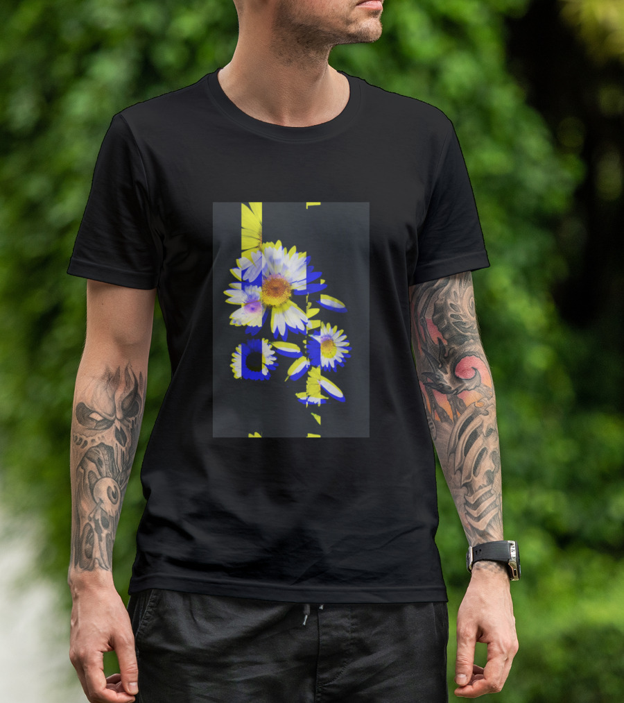 Retro Flower Daisy Neon Glitch Aesthetic T-Shirt