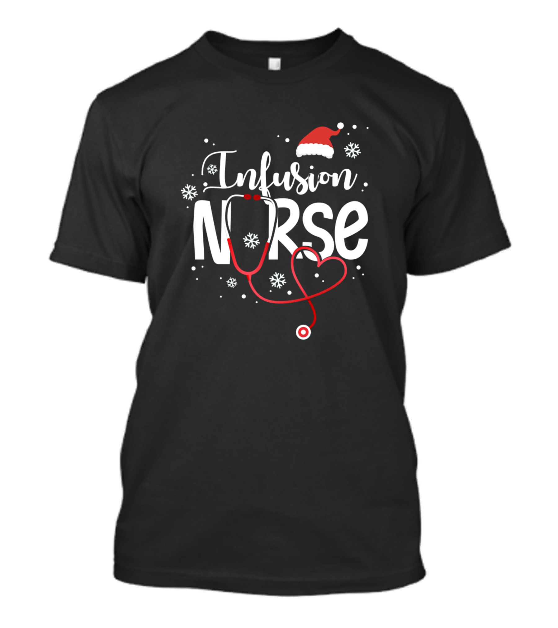 Santas Favorite Infusion Nurse Christmas Stethoscope Snowflakes T-Shirt