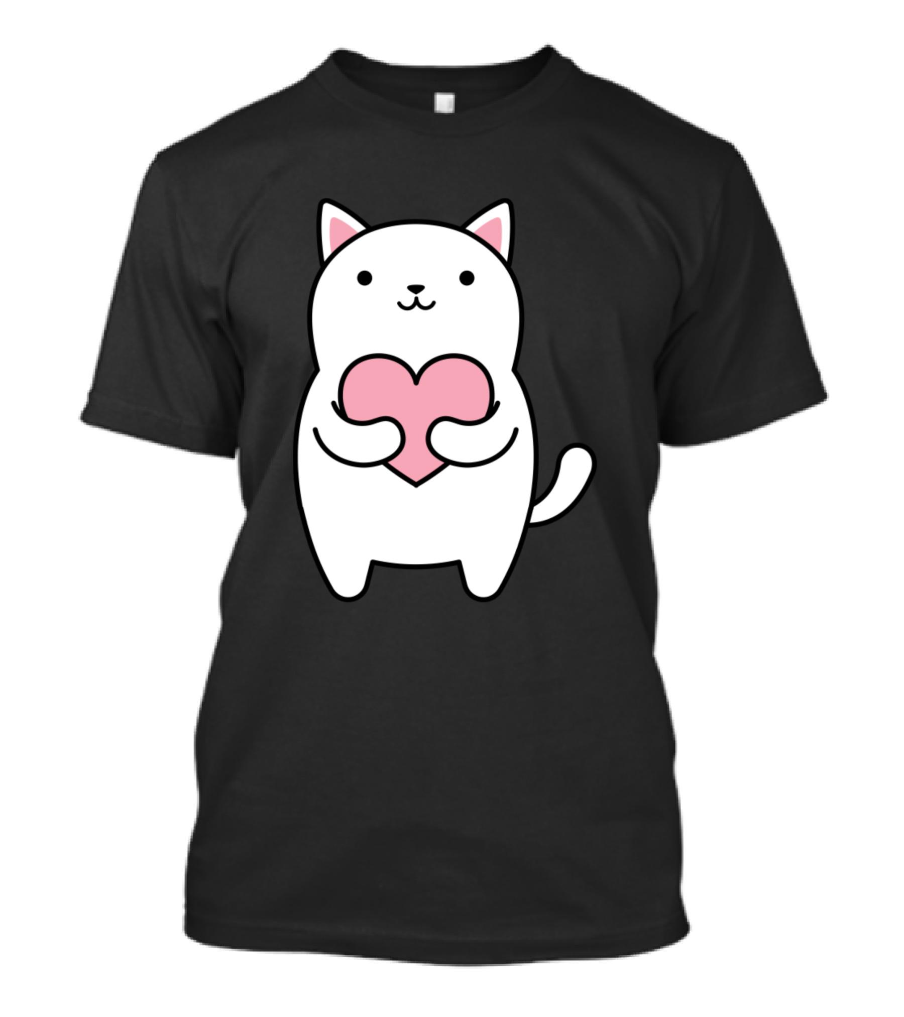White Cat With Pink Heart T-Shirt
