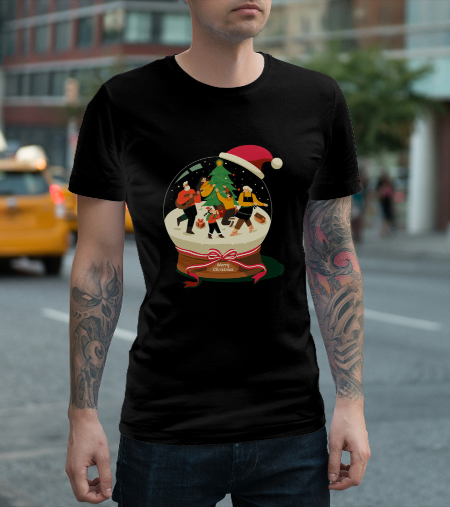 Merry Christmas Dancing Snow Globe T-Shirt