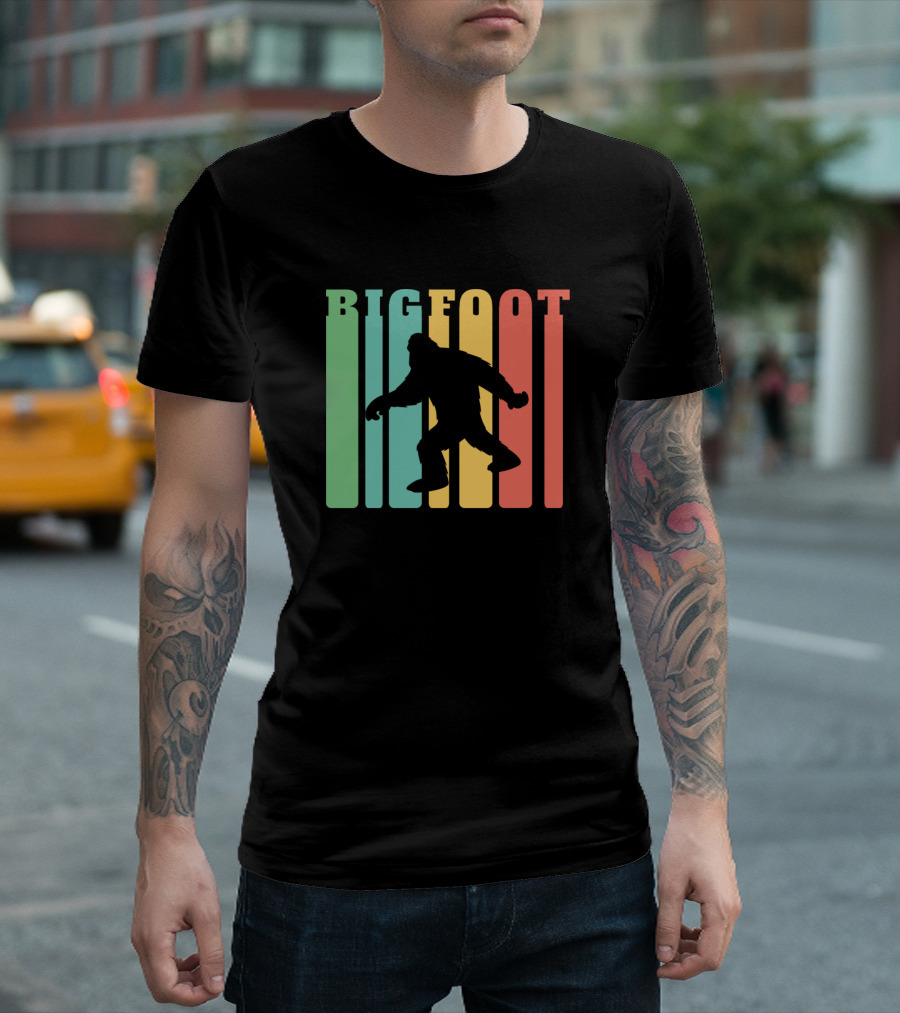 Bigfoot Vintage Retro 1970s Silhouette Stripes T-Shirt