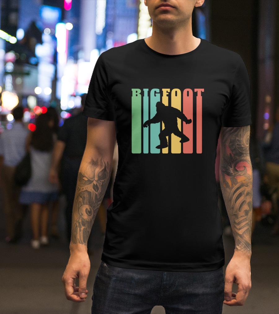 Bigfoot Vintage Retro 1970s Silhouette Stripes T-Shirt