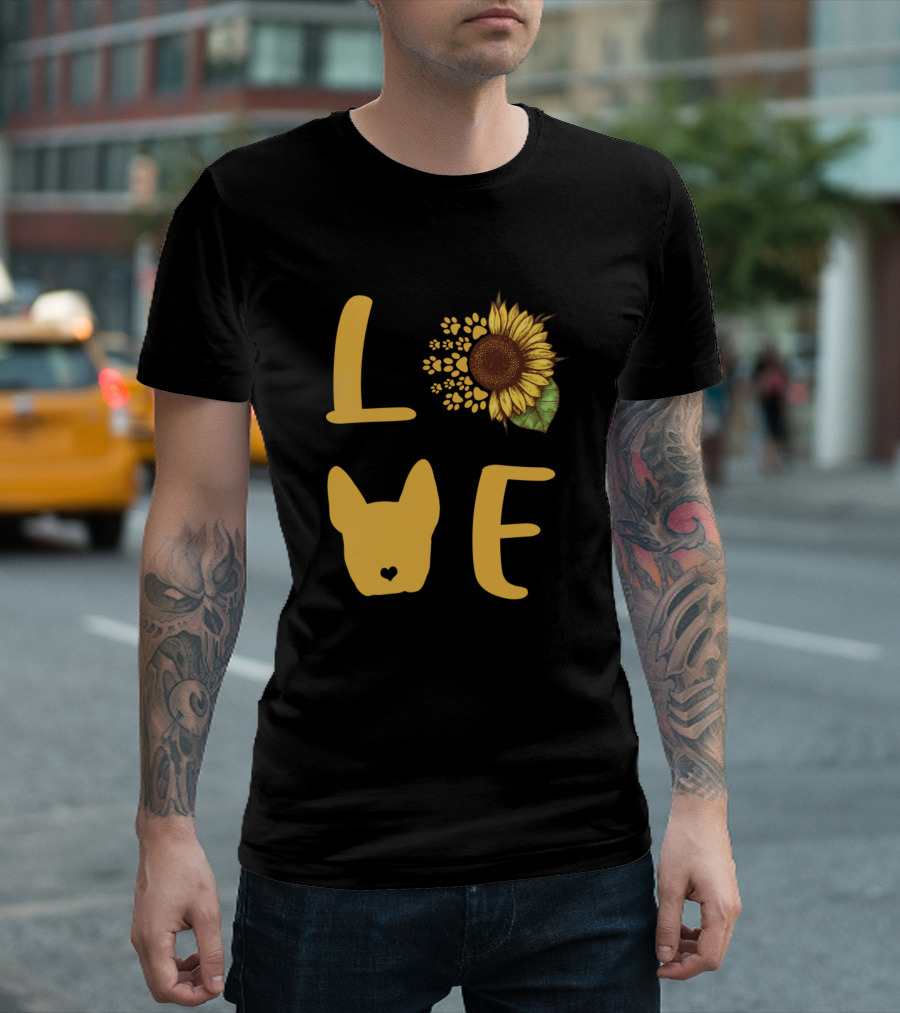 Love Sunflower Boster Terrier T-Shirt