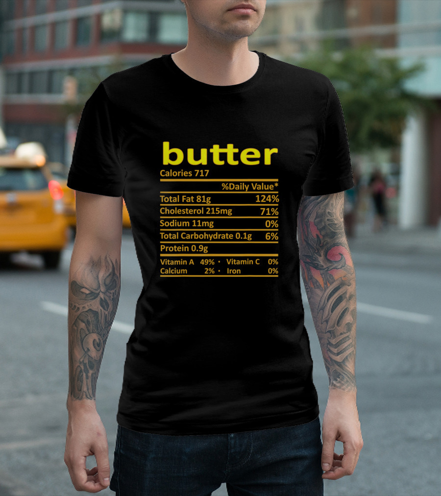 Butter Nutrition Label Funny Thanksgiving Costume Food T-Shirt