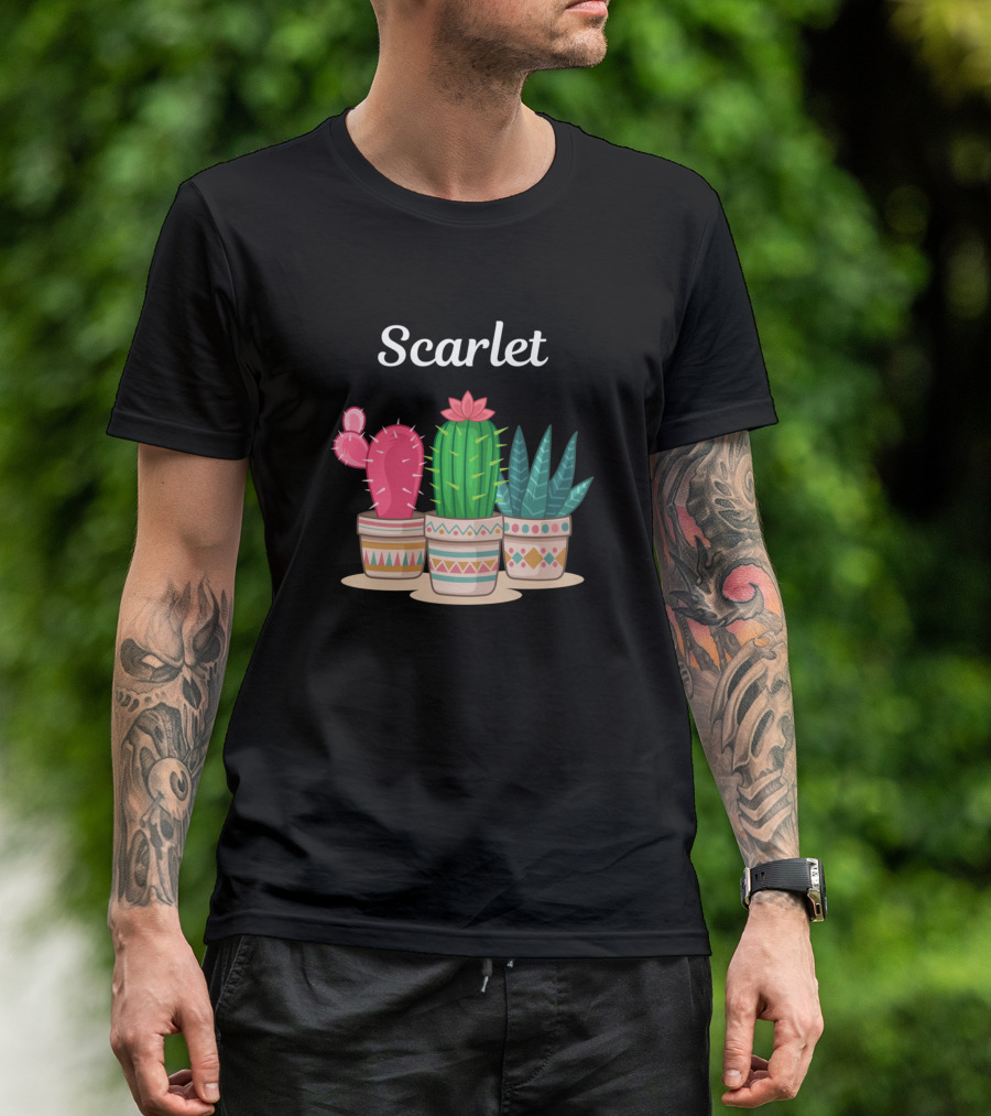 Scarlet Cactus Trio In Decorative Pots T-Shirt