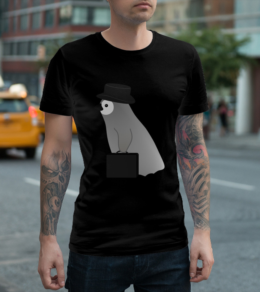 Cute Penguin With Hat And Briefcase T-Shirt