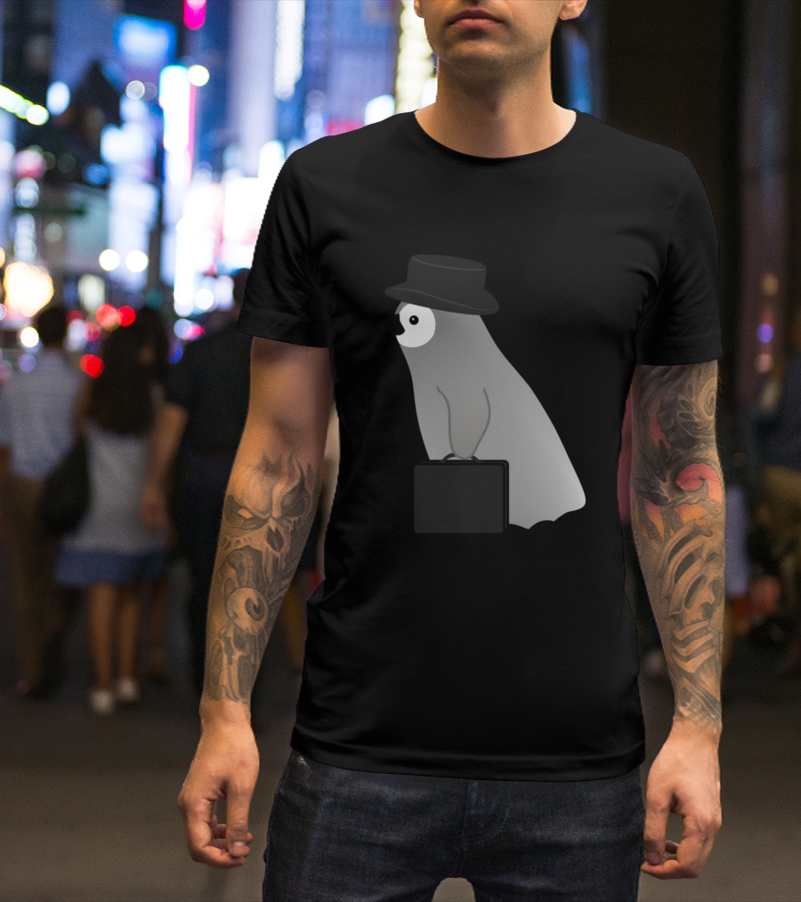 Cute Penguin With Hat And Briefcase T-Shirt