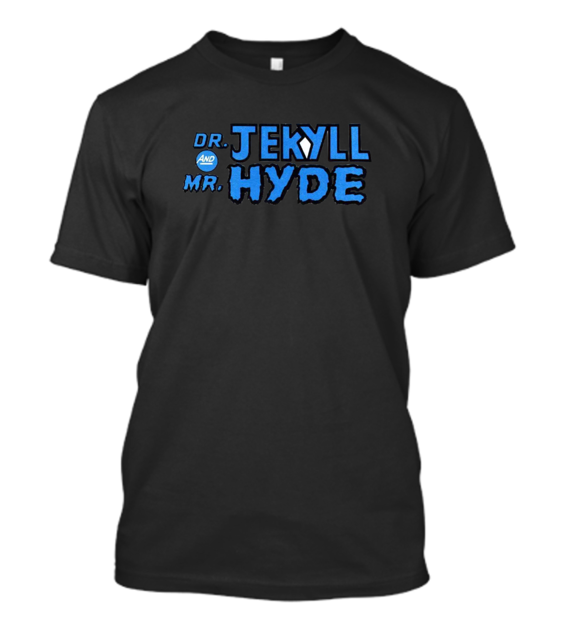 Dr Jekyll And Mr Hyde Superhero Style Blue Text T-Shirt