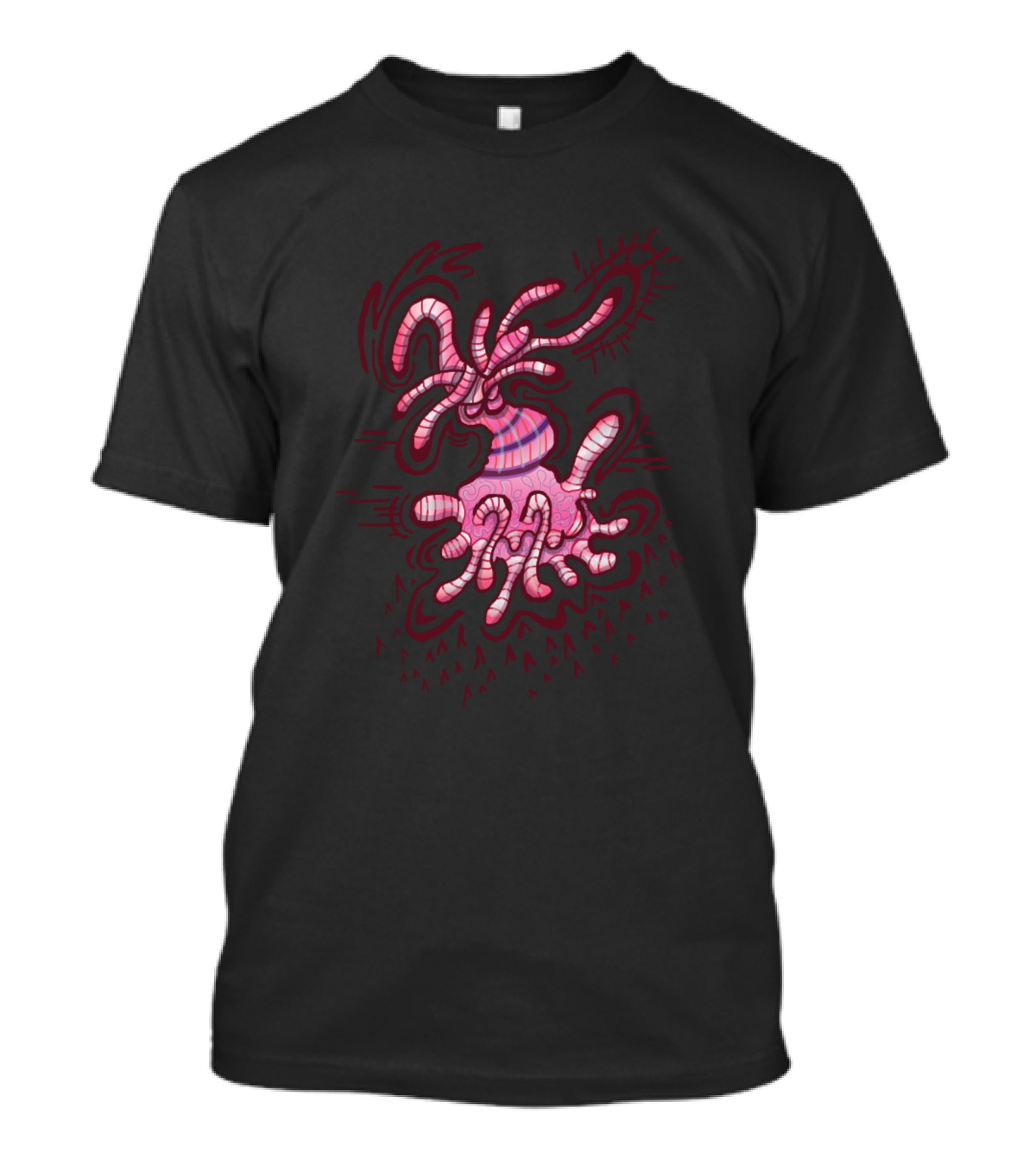 Eb Abstract Pink And Red Vibrant Curvy Lines T-Shirt