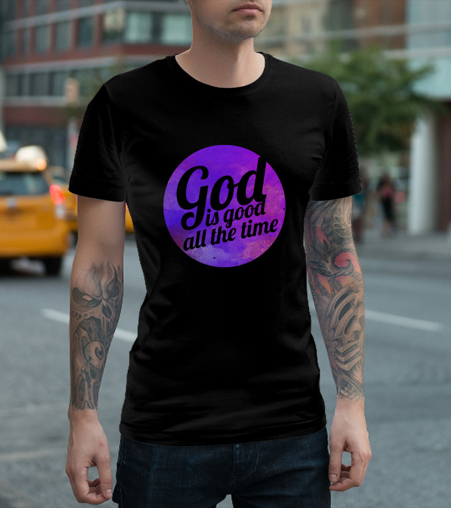 God Is Good All The Time Purple Circle T-Shirt