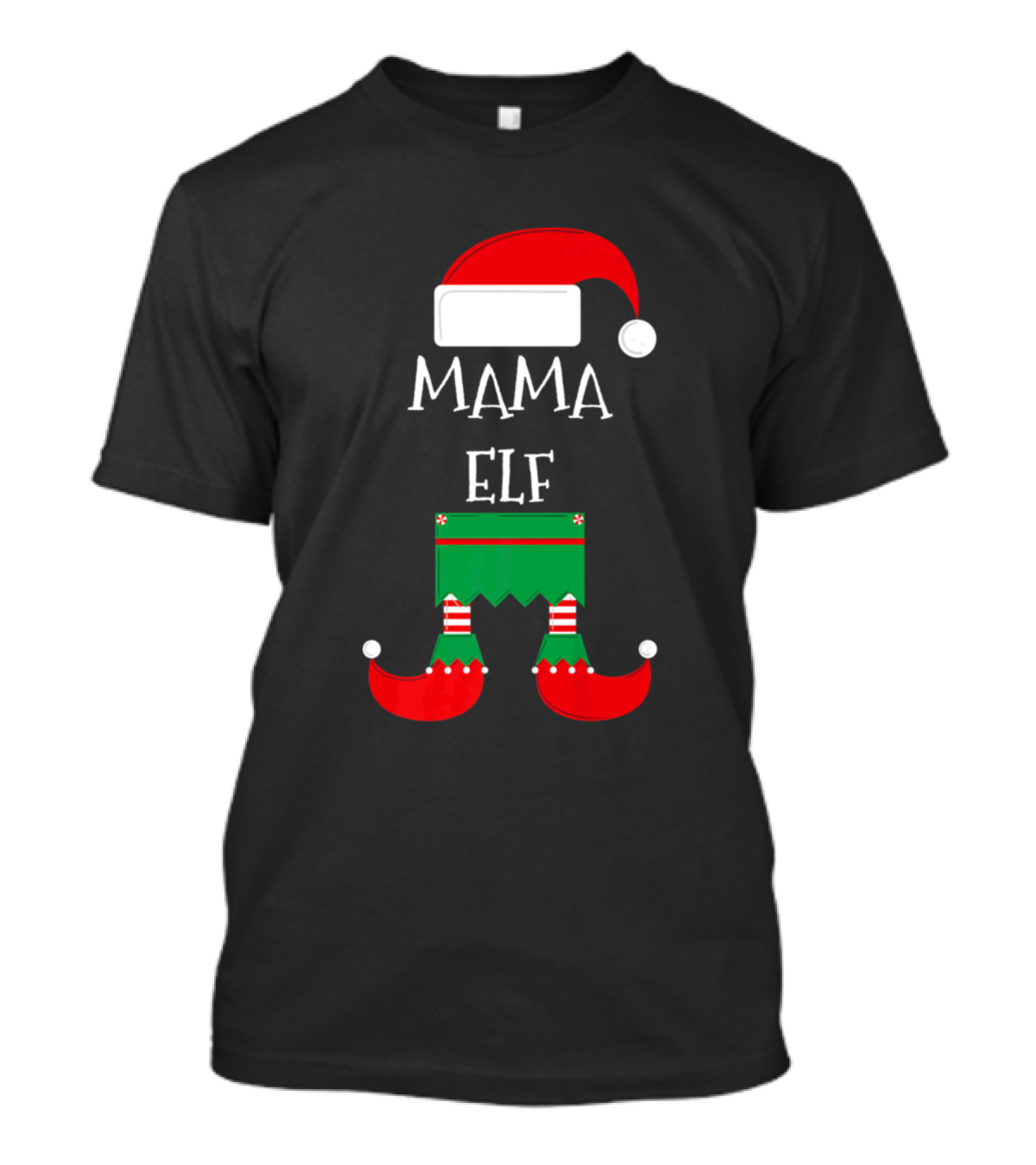 Mama Elf Christmas Hat And Shoes T-Shirt