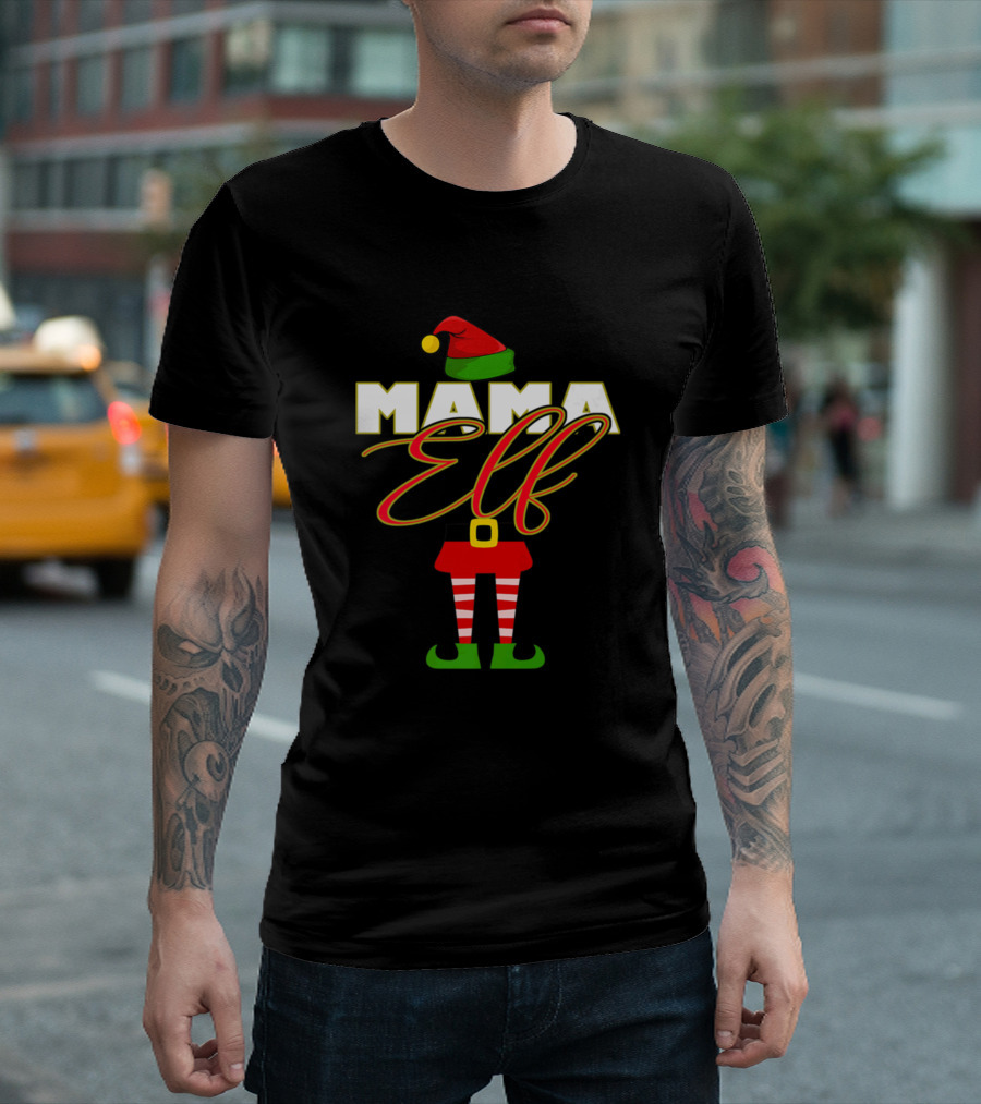 Mama Elf Christmas Costume Funny Cute Holiday T-Shirt