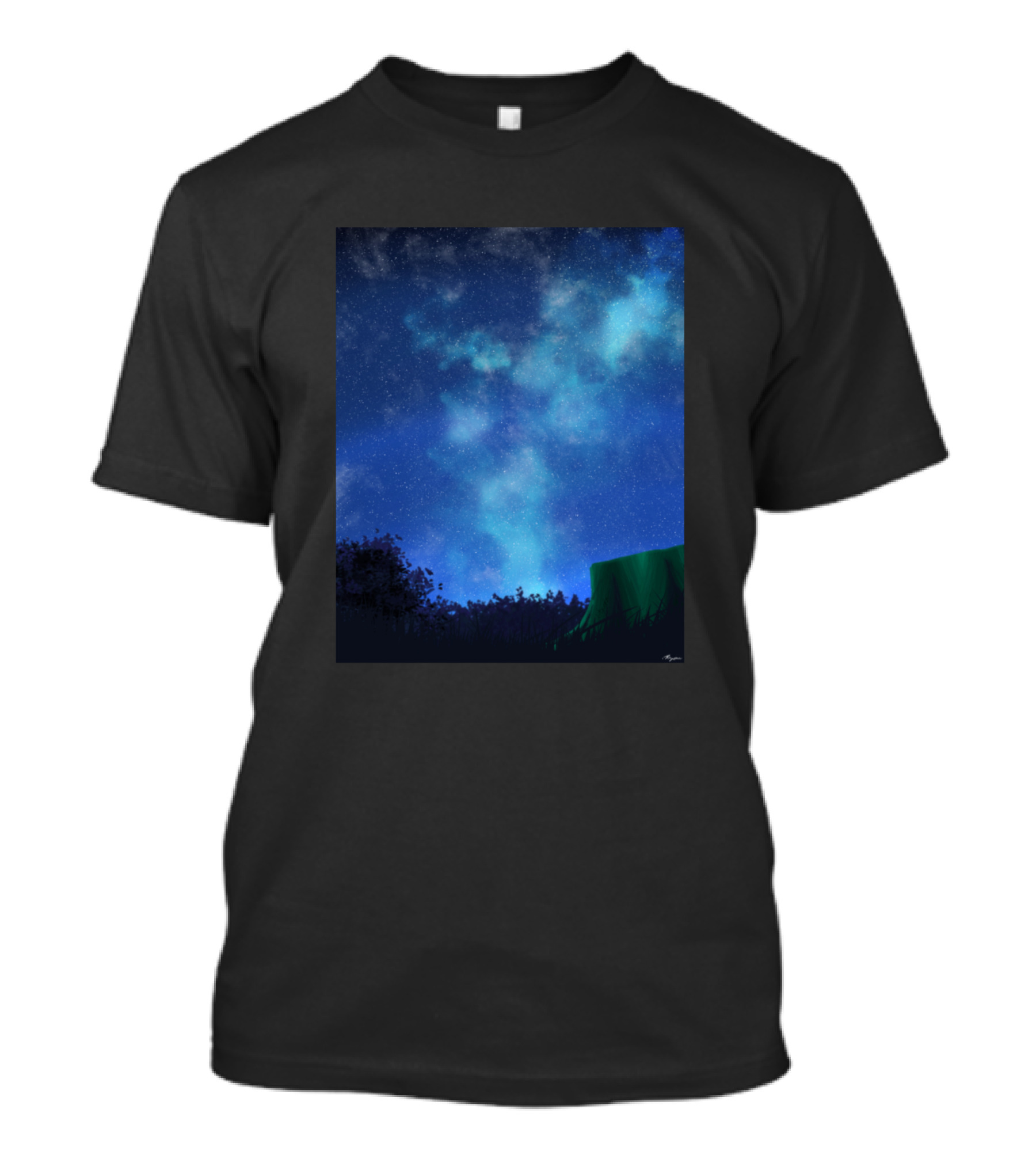 Night Time Nebula Galaxy Starry Sky Anime Painting T-Shirt
