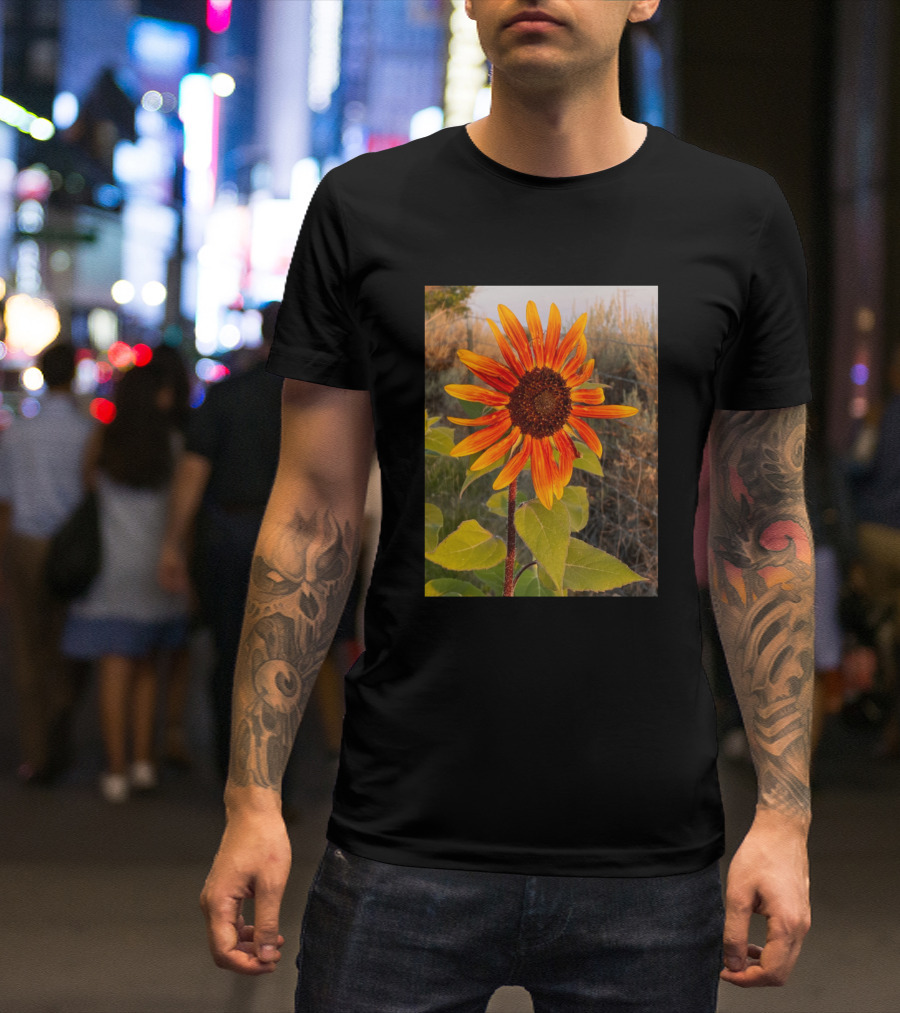 Orange Sunflower Nature Bright Vibrant Blooms T-Shirt