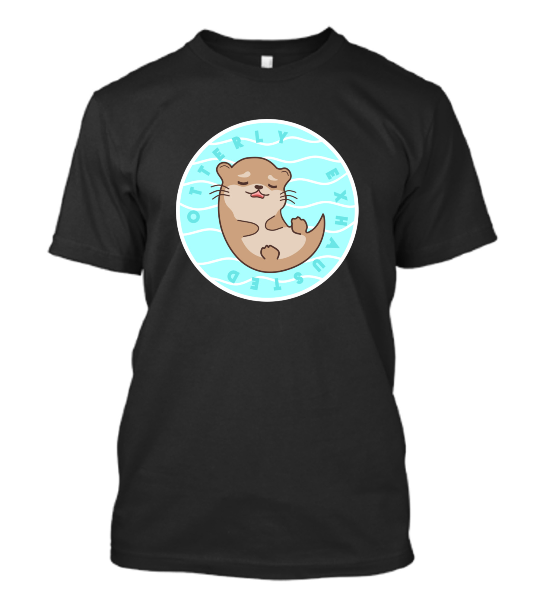 Otterly Exhausted Cute Sleeping Otter Aqua Waves T-Shirt