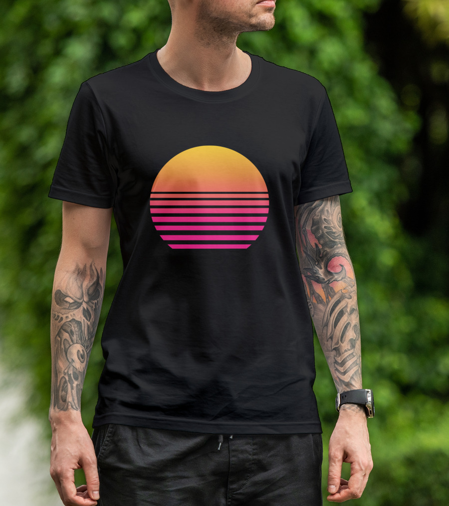 Retro Sunset Gradient Stripes T-Shirt