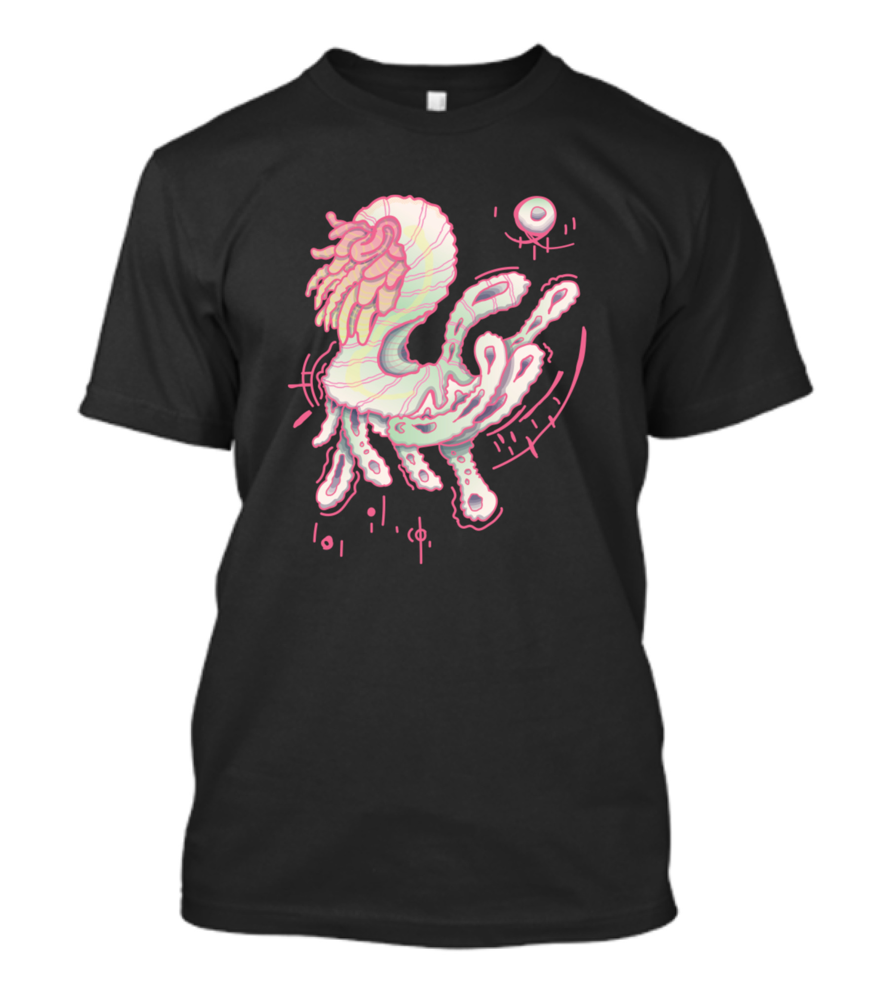 Spew Dripping Abstract Creature With Neon Accents T-Shirt